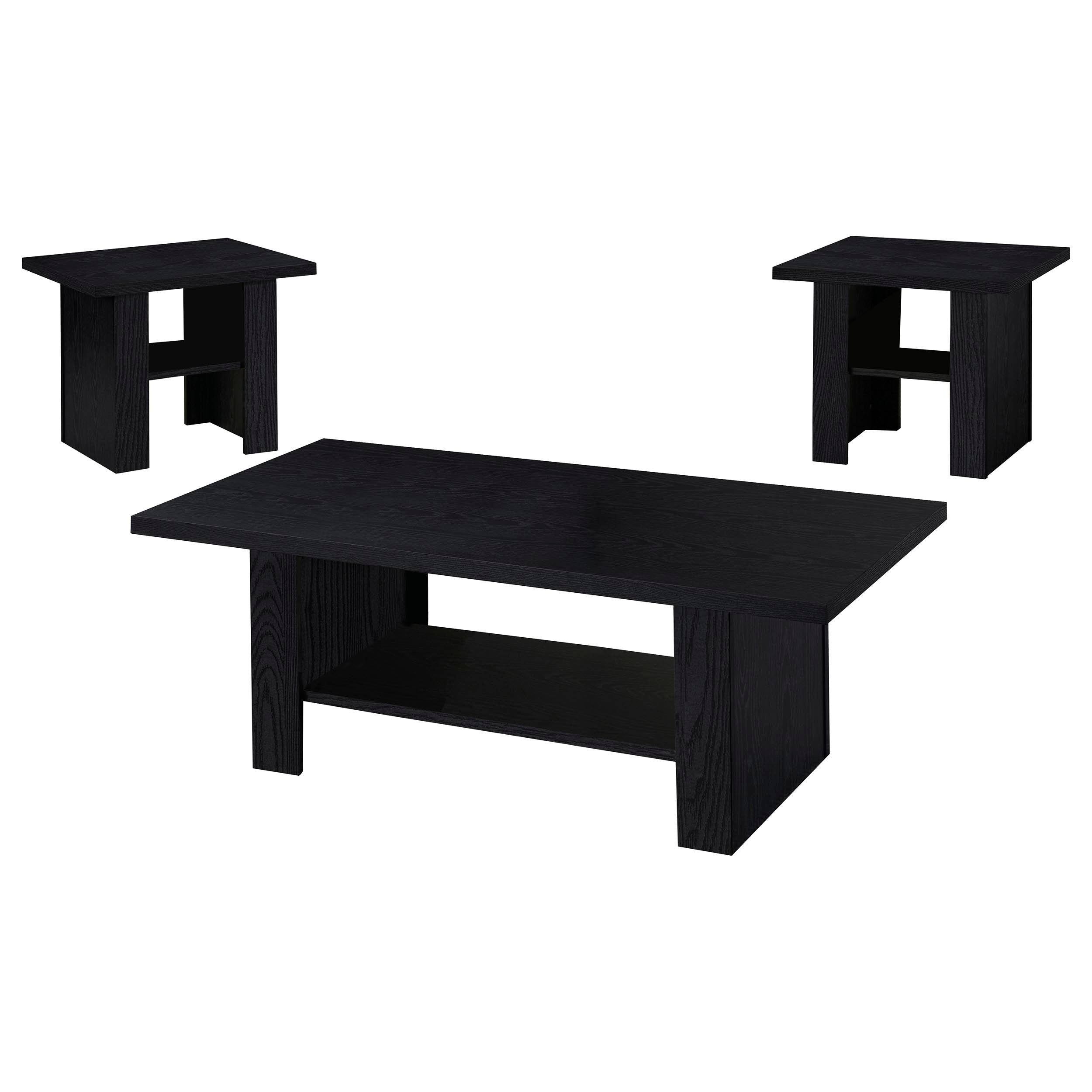 Rodez 3-piece Engineered Wood Coffee Table Set Black-CoasterEveryday