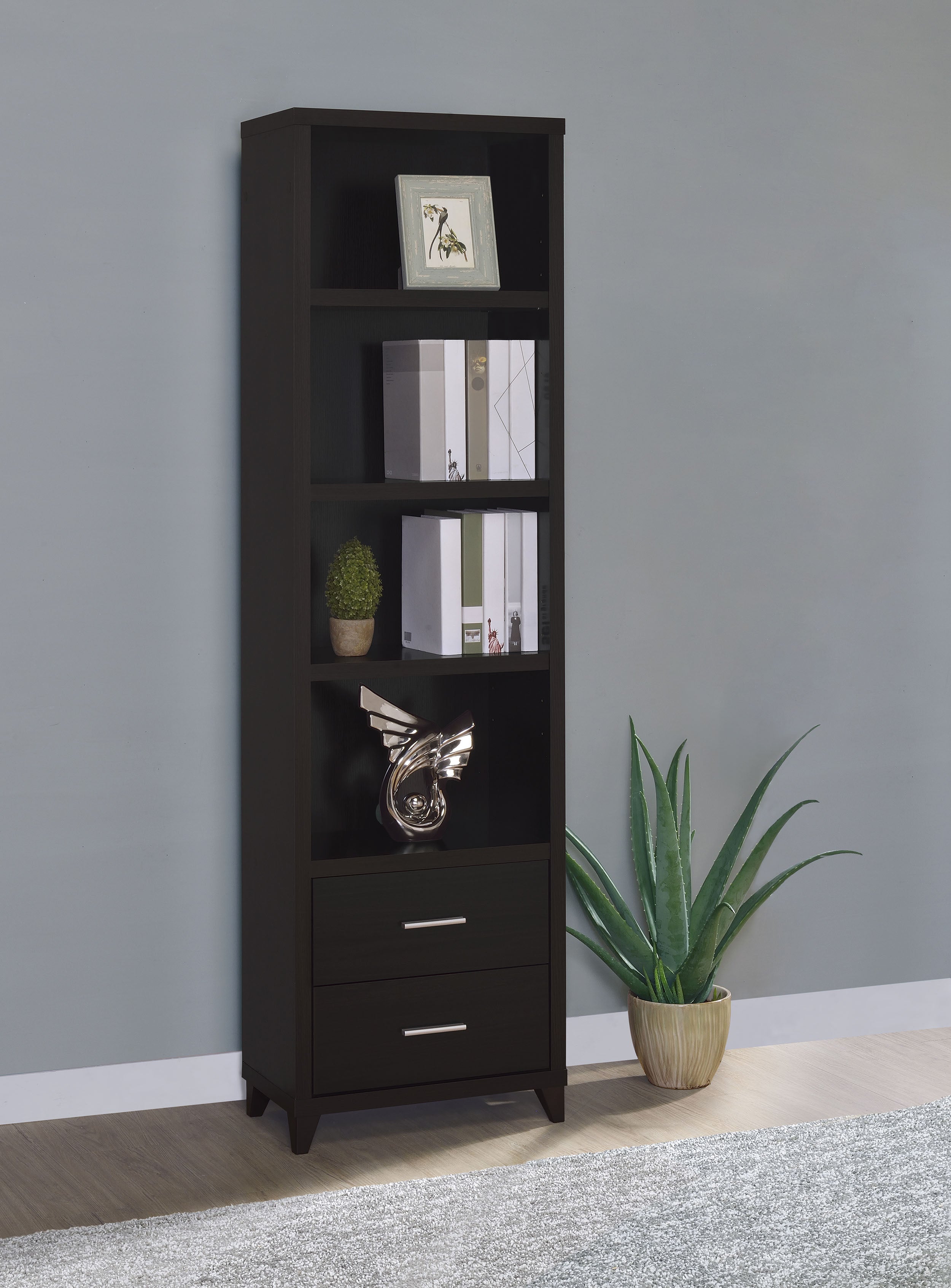 Lewes 4-shelf Engineered Wood Media Tower Cappuccino-CoasterEssence