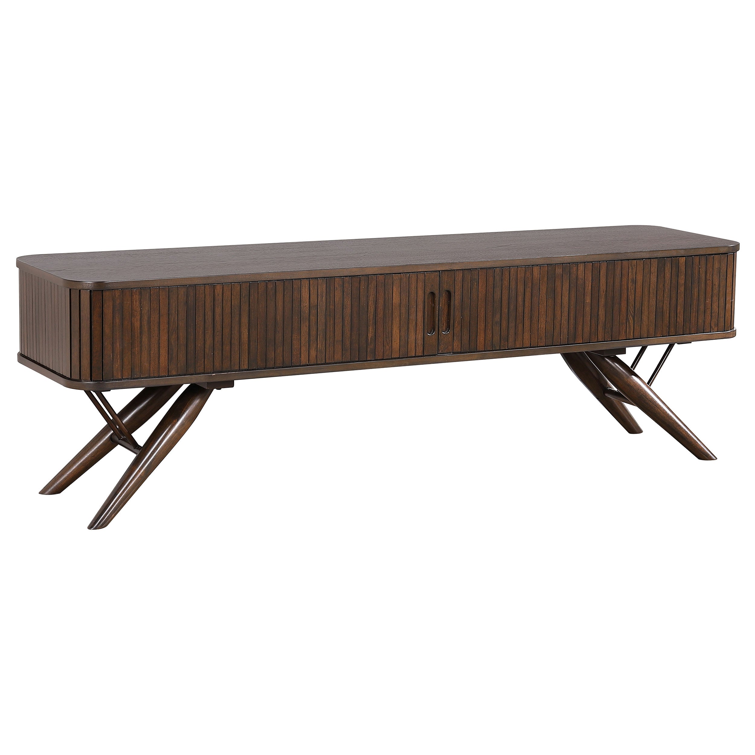 Valna Wood 71-inch TV Stand with Sliding Doors Walnut-