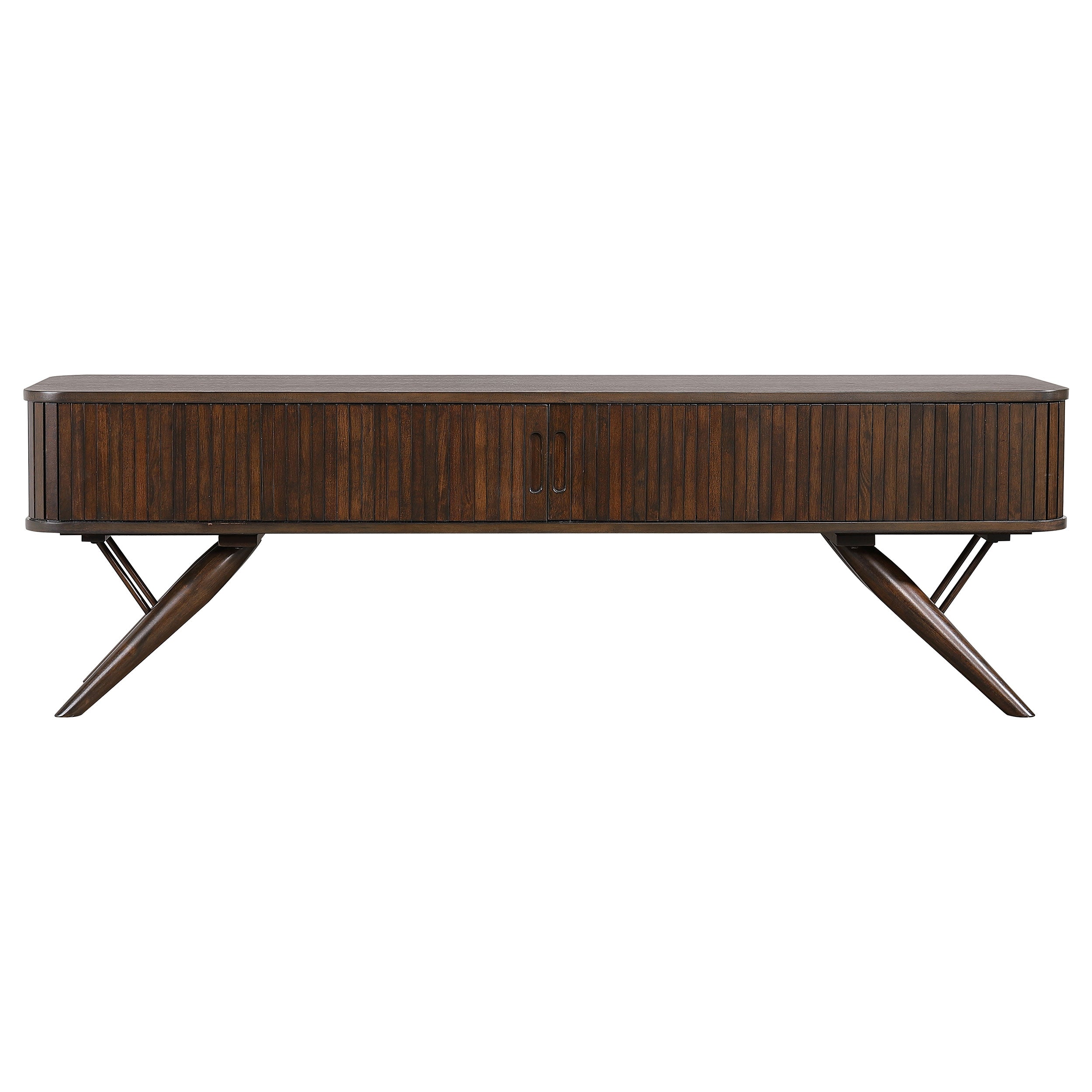 Valna Wood 71-inch TV Stand with Sliding Doors Walnut-