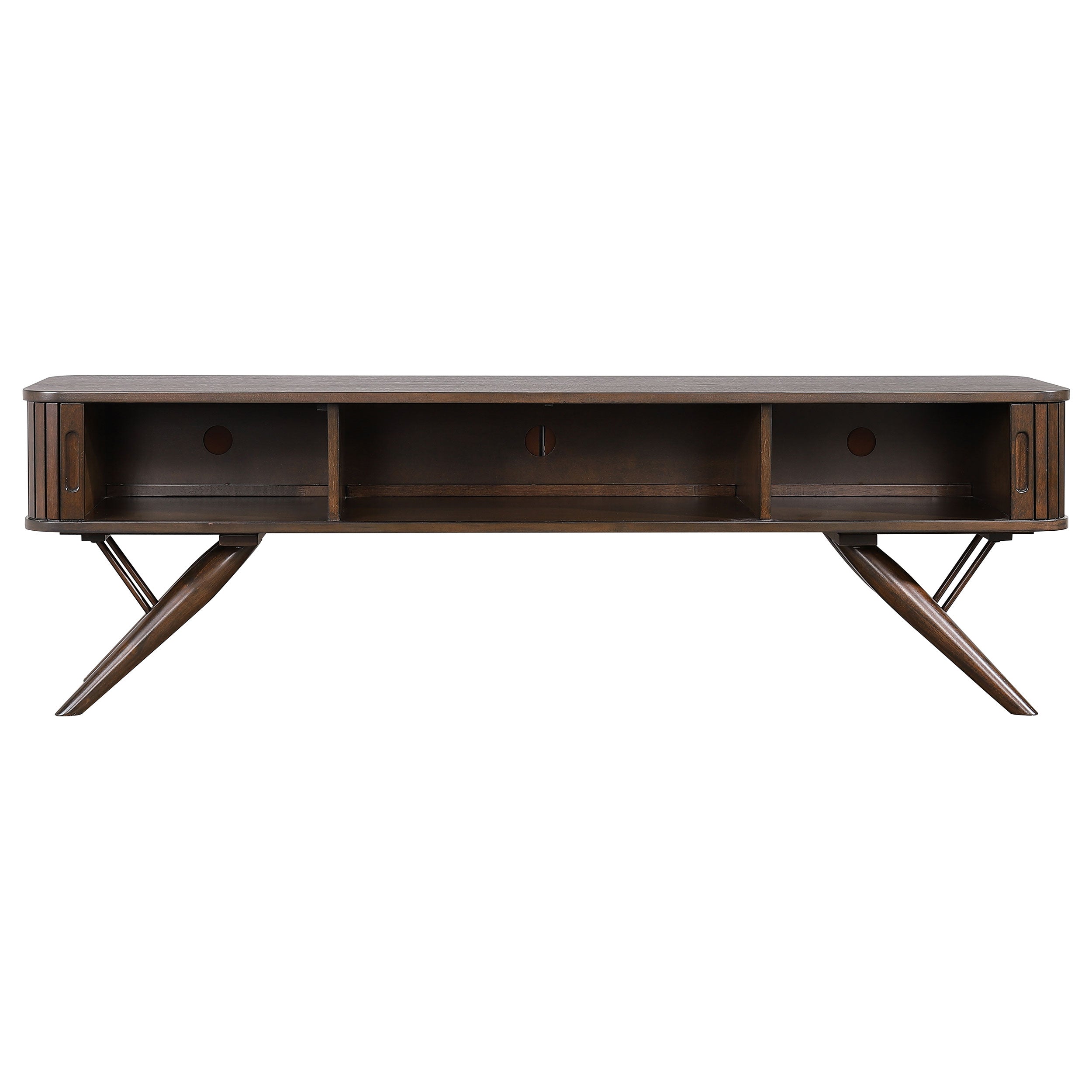 Valna Wood 71-inch TV Stand with Sliding Doors Walnut-
