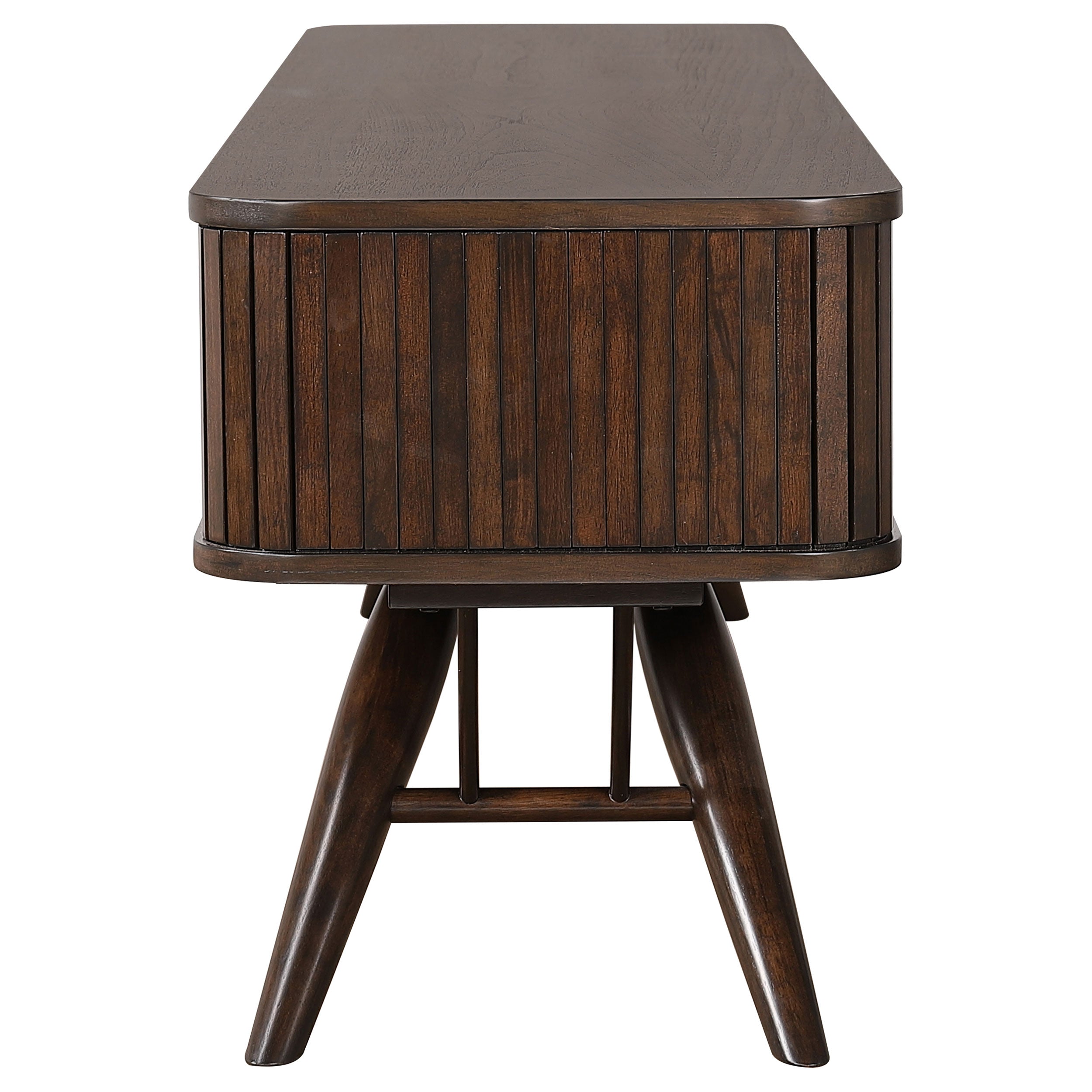 Valna Wood 71-inch TV Stand with Sliding Doors Walnut-