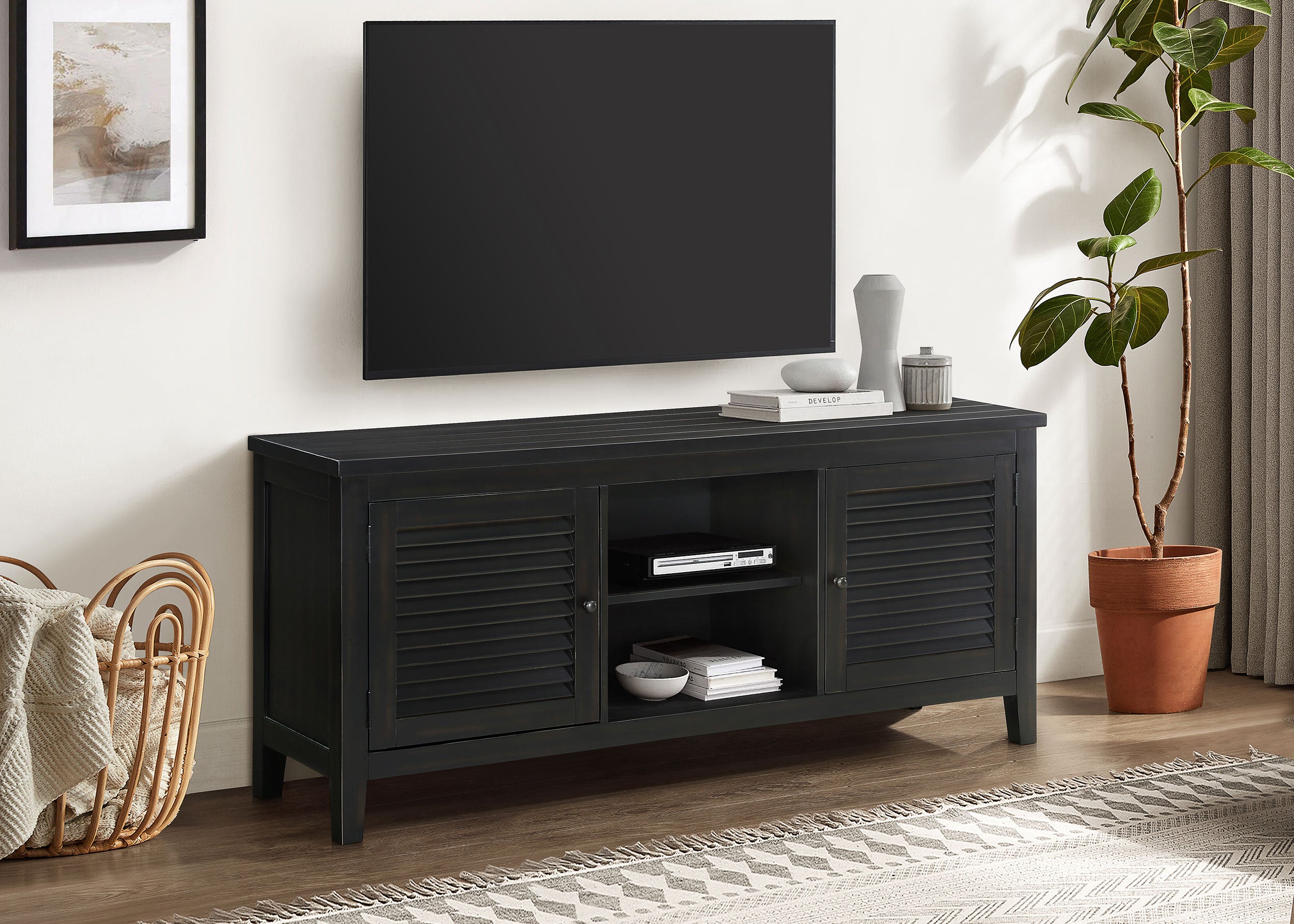 Concord 2-door 60-inch TV Stand Console Distressed Java-