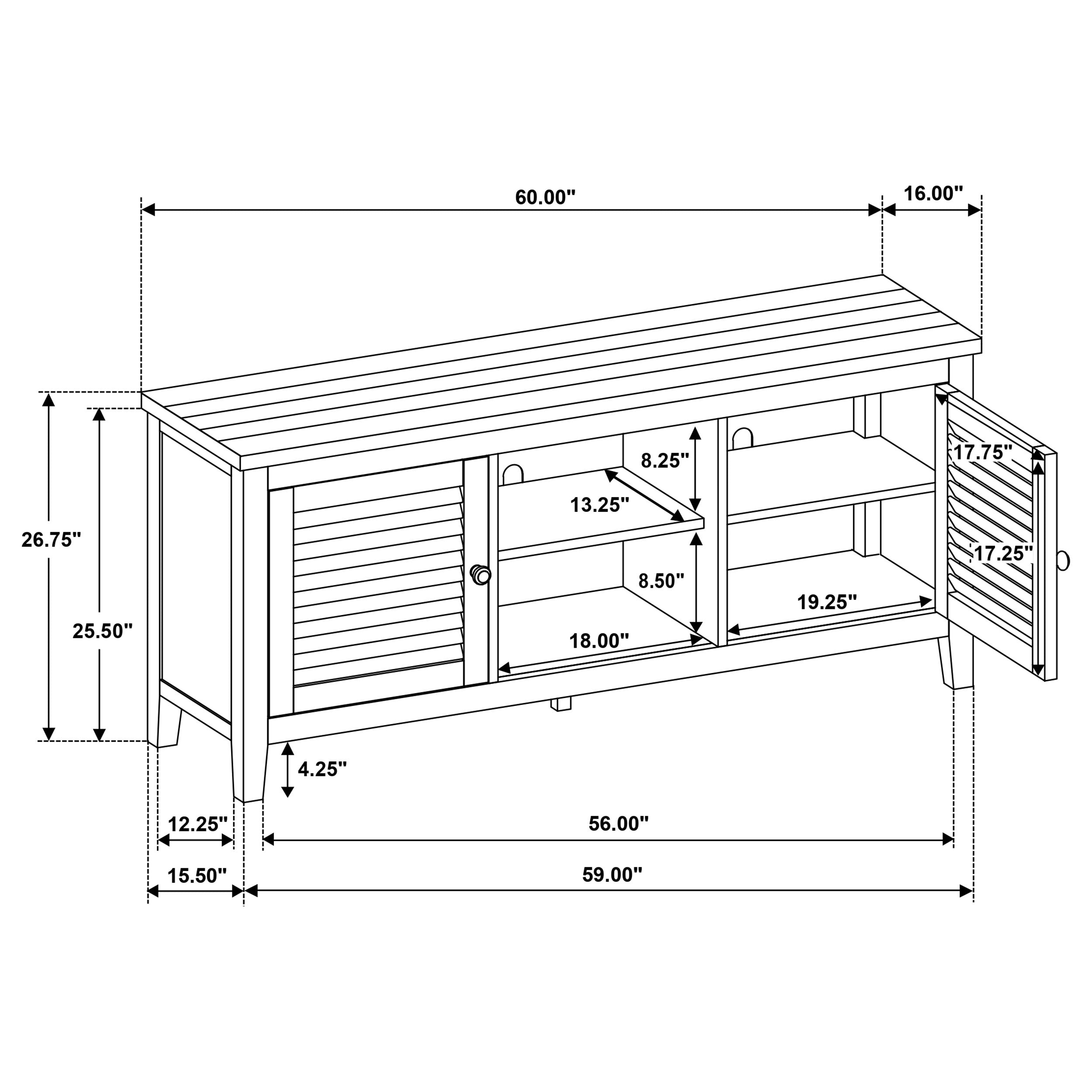 Concord 2-door 60-inch TV Stand Console Distressed Java-