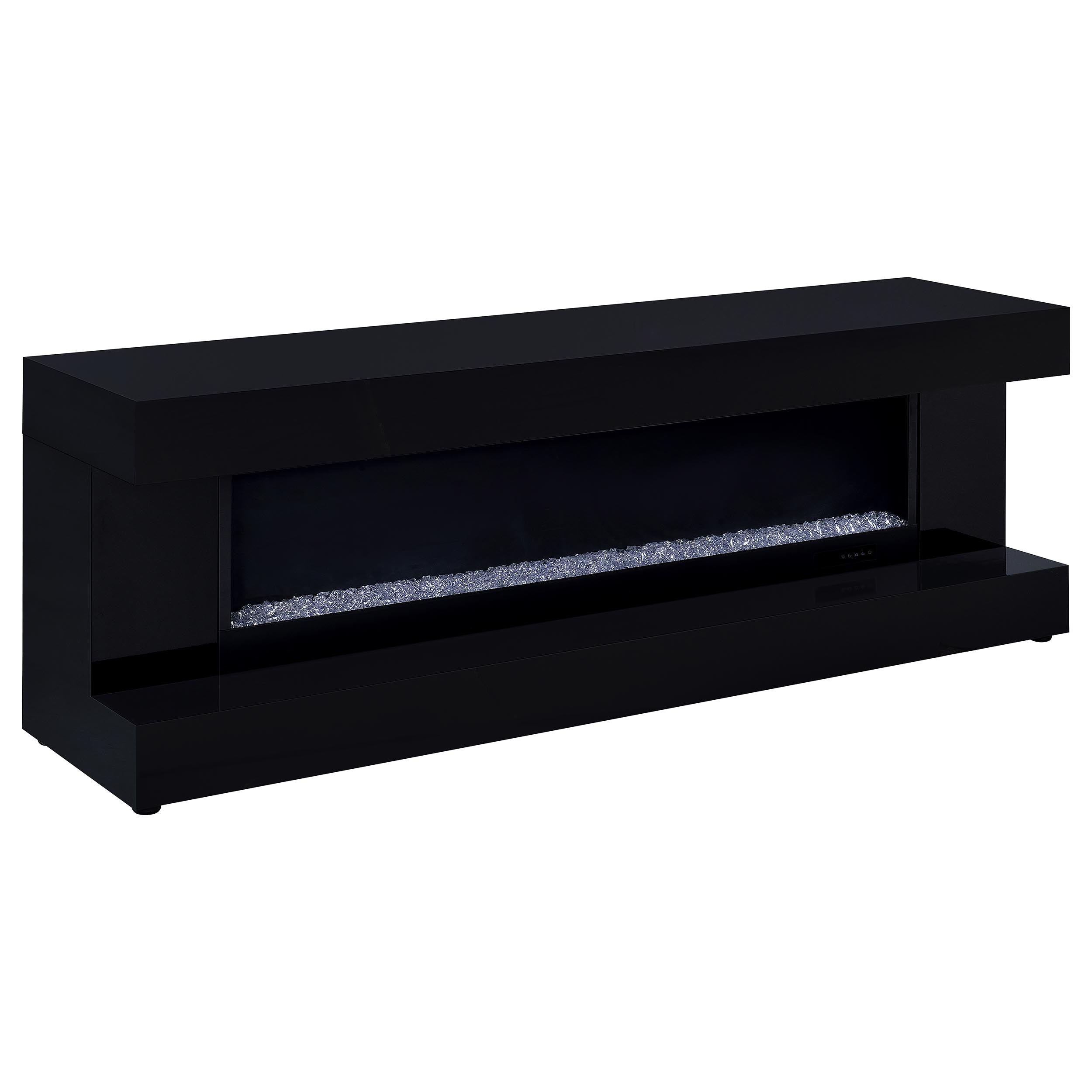 Mallory TV Stand Fireplace Console Bluetooth Speaker Black High Gloss-
