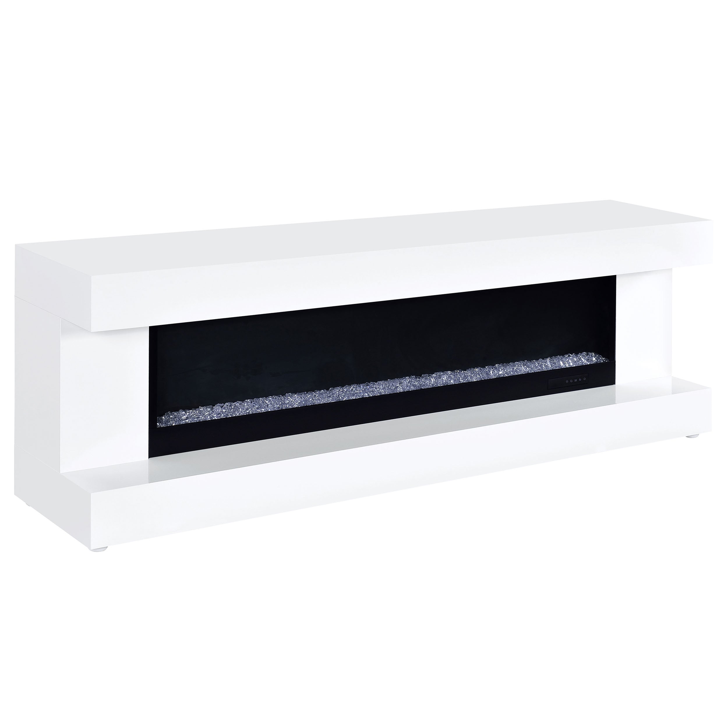 Mallory TV Stand Fireplace Console Bluetooth Speaker White High Gloss-