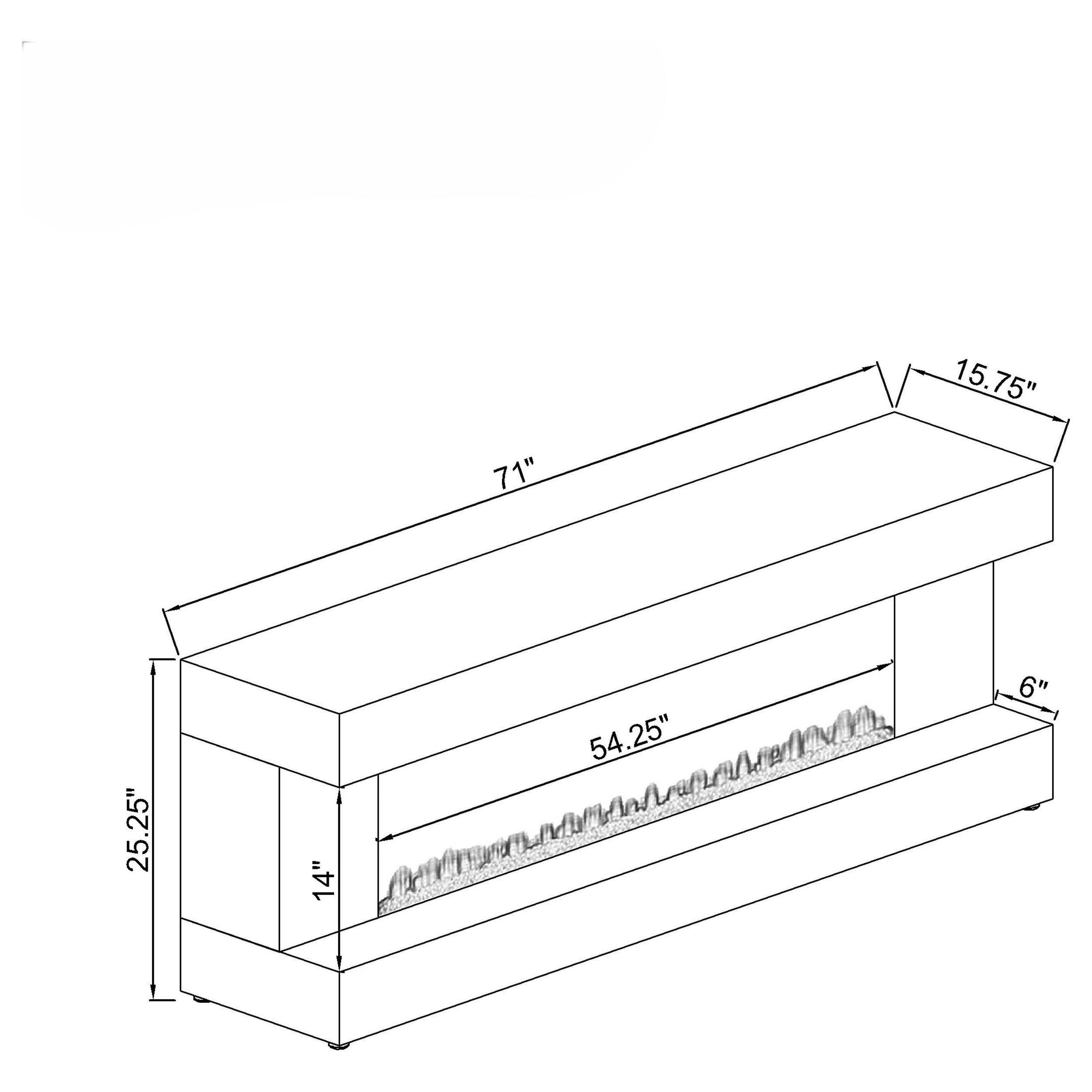 Mallory TV Stand Fireplace Console Bluetooth Speaker Grey High Gloss-