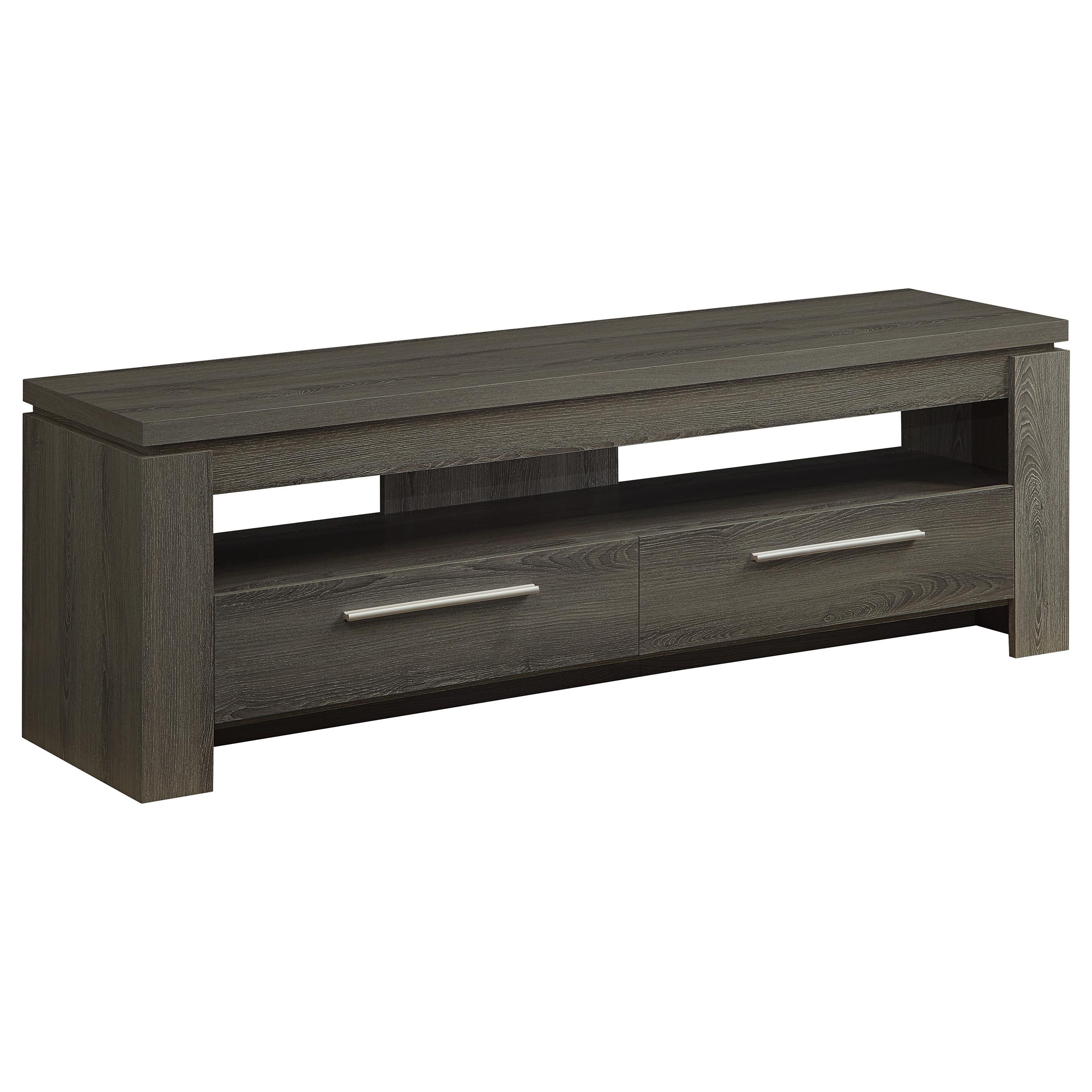 Elkton 2-drawer Engineered Wood 59-inch TV Stand Weathered Grey-CoasterEssence