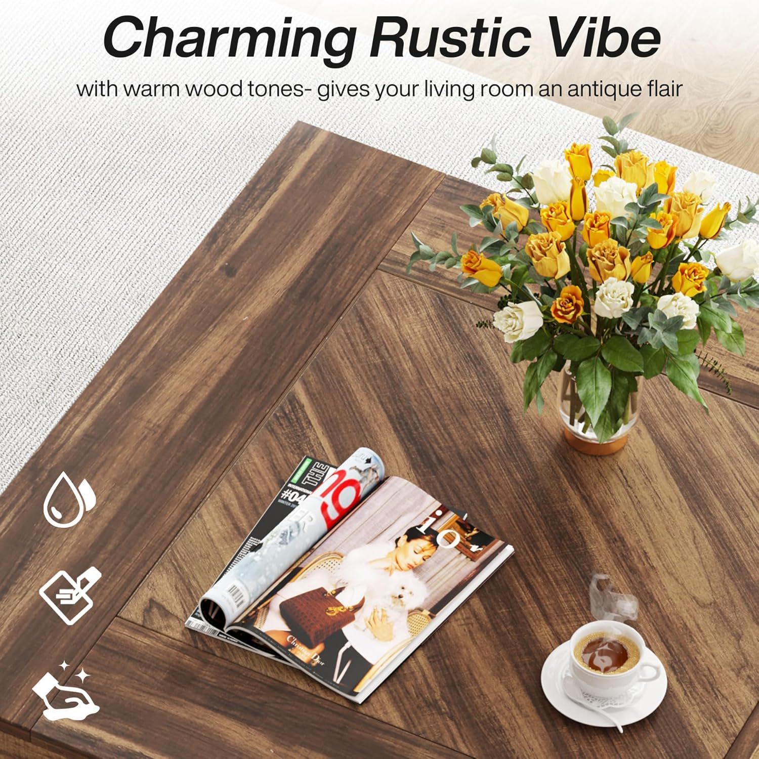 Square Coffee Table With Crisscross Base - Brown / Black