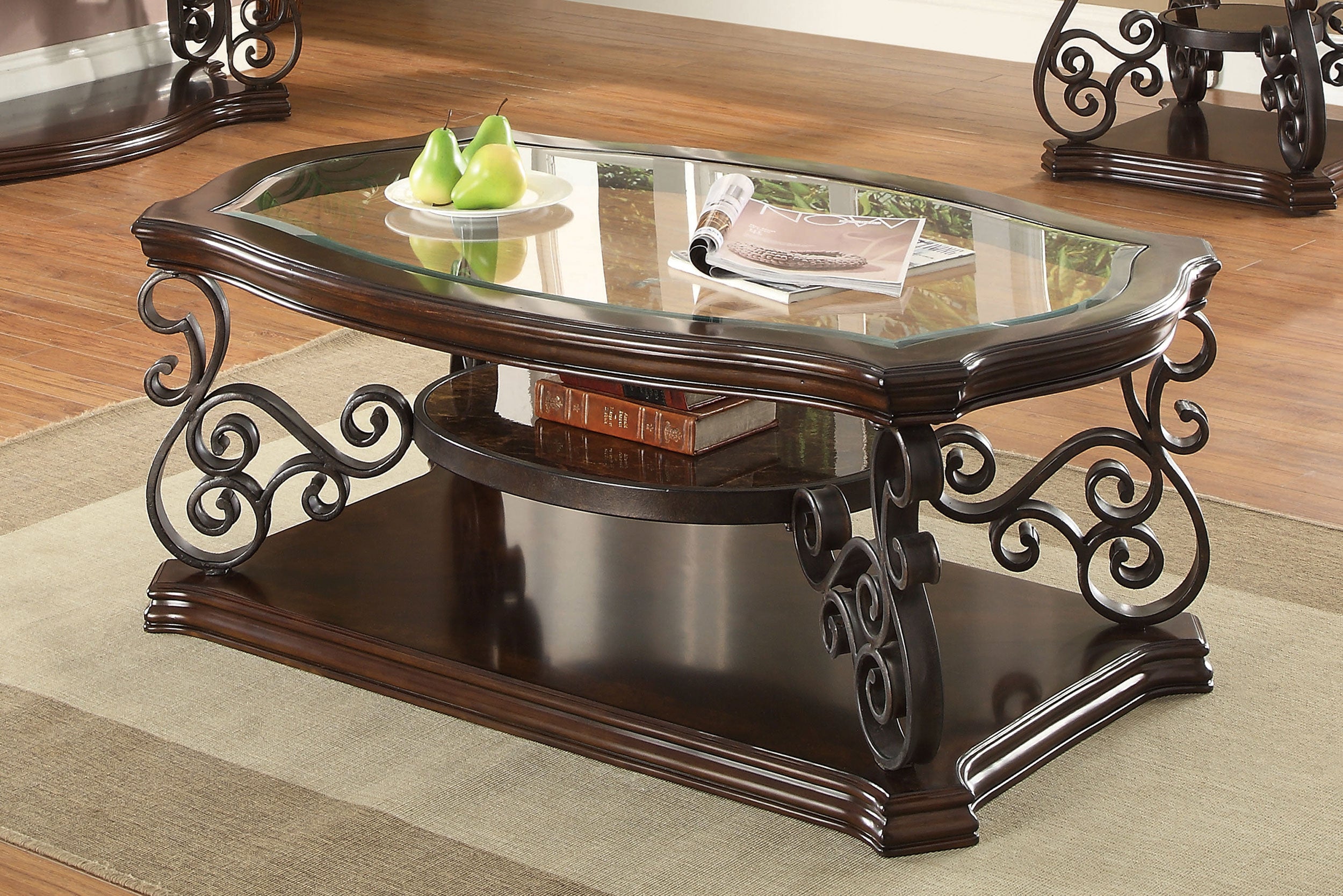 Laney 1-shelf Glass Top Rectangular Coffee Table Deep Merlot-CoasterEssence