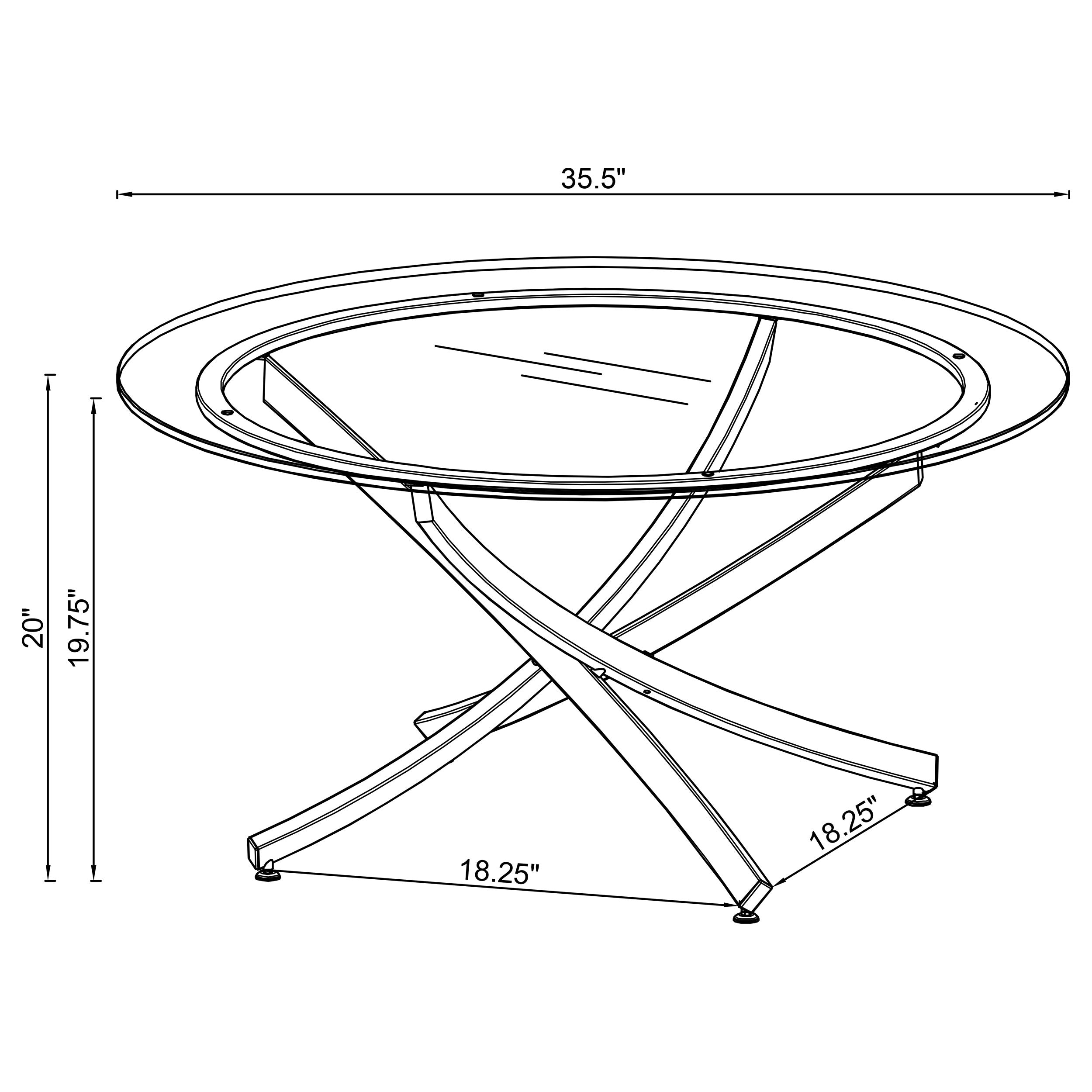 Brooke Round Glass Top Coffee Table Metal Base Chrome-CoasterEssence