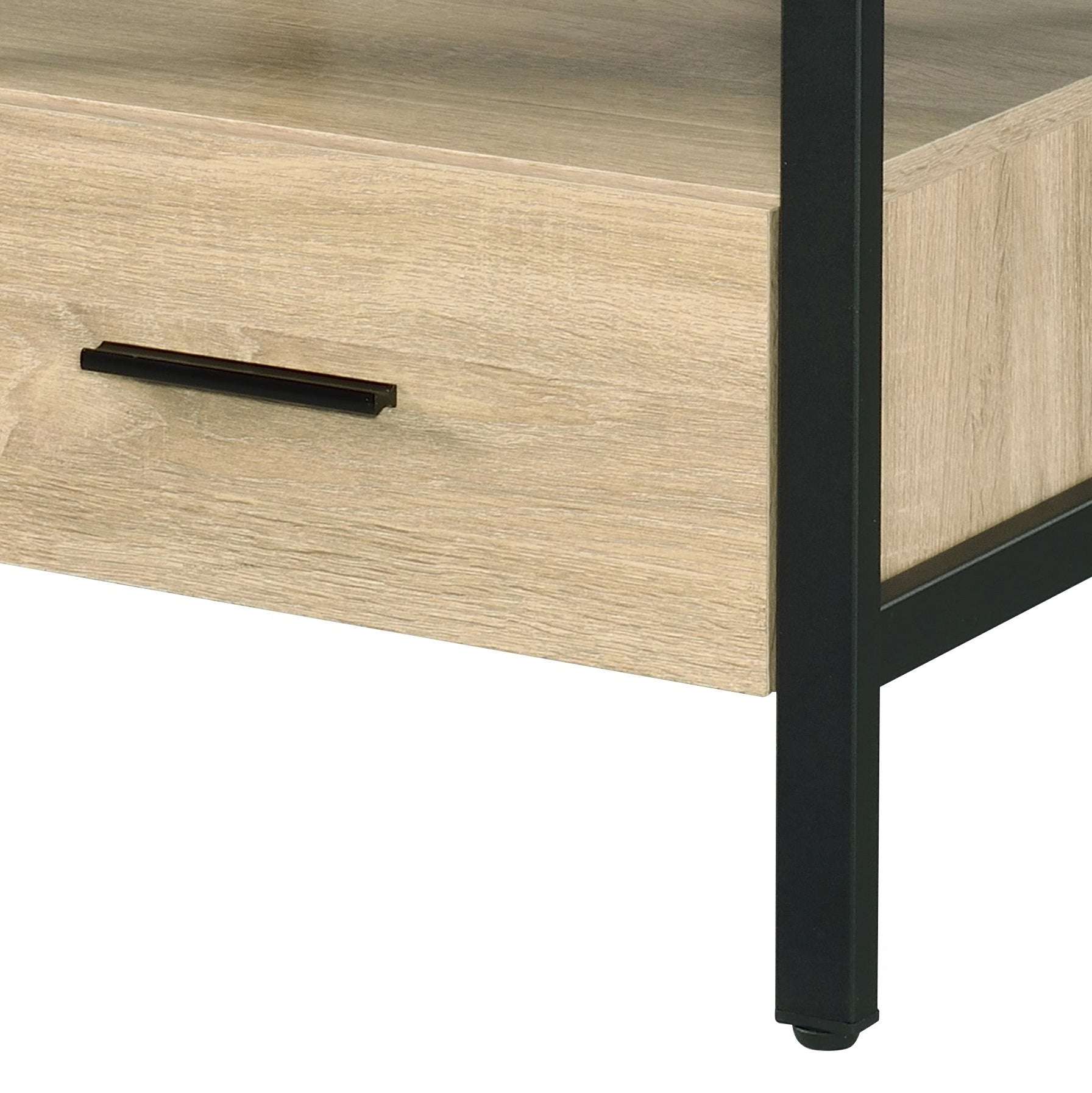 Oak Finish Nightstand with 1 Drawer and 1 Shelf