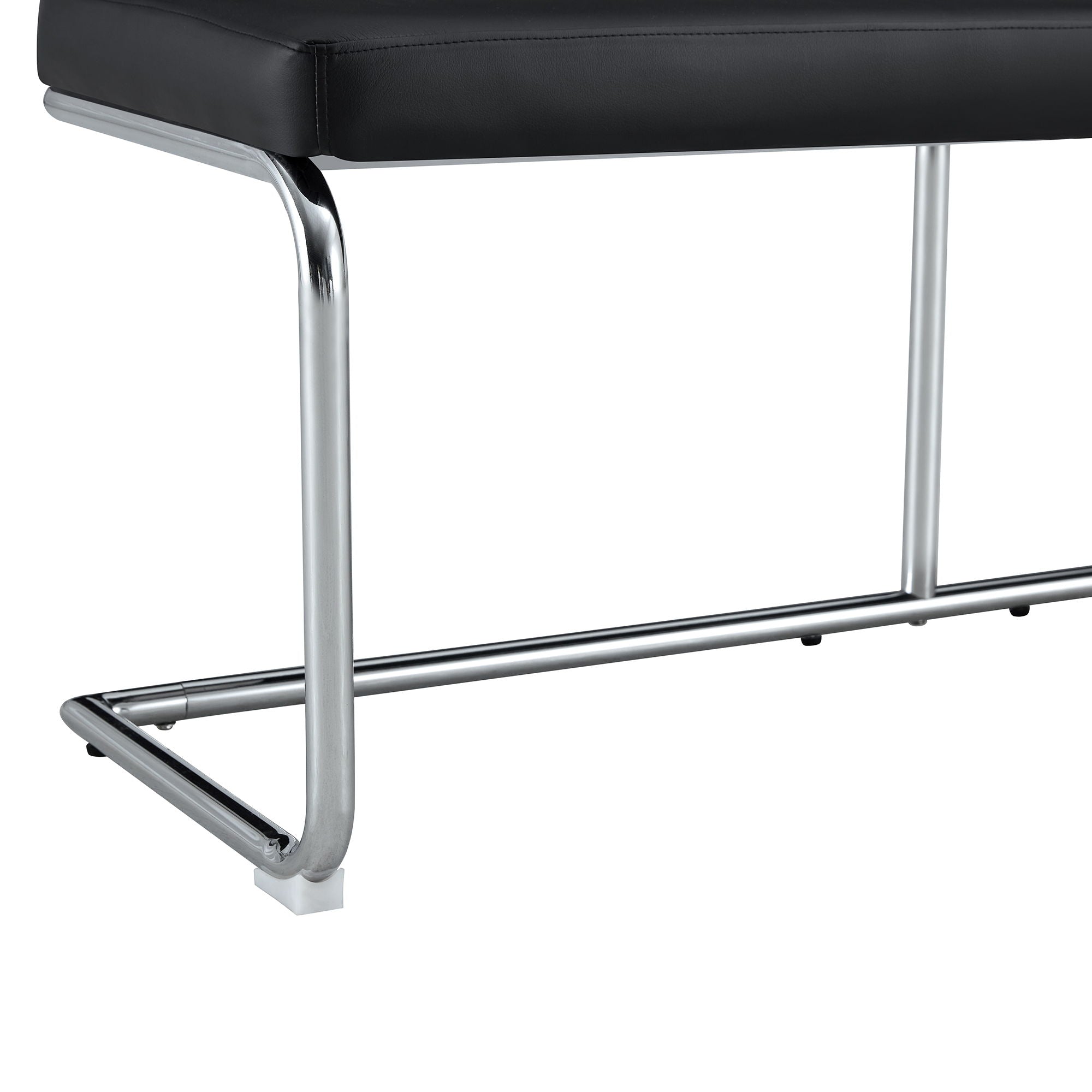 Shoe Changing Bench With Silver Metal Legs For Versatile Use - Black