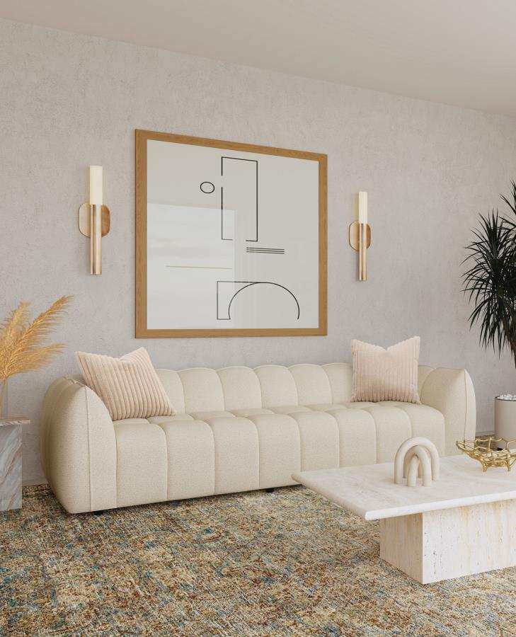 Winchester - Boucle Upholstered Extra Long Sofa - Sand Pebble - Best Buy Furniture