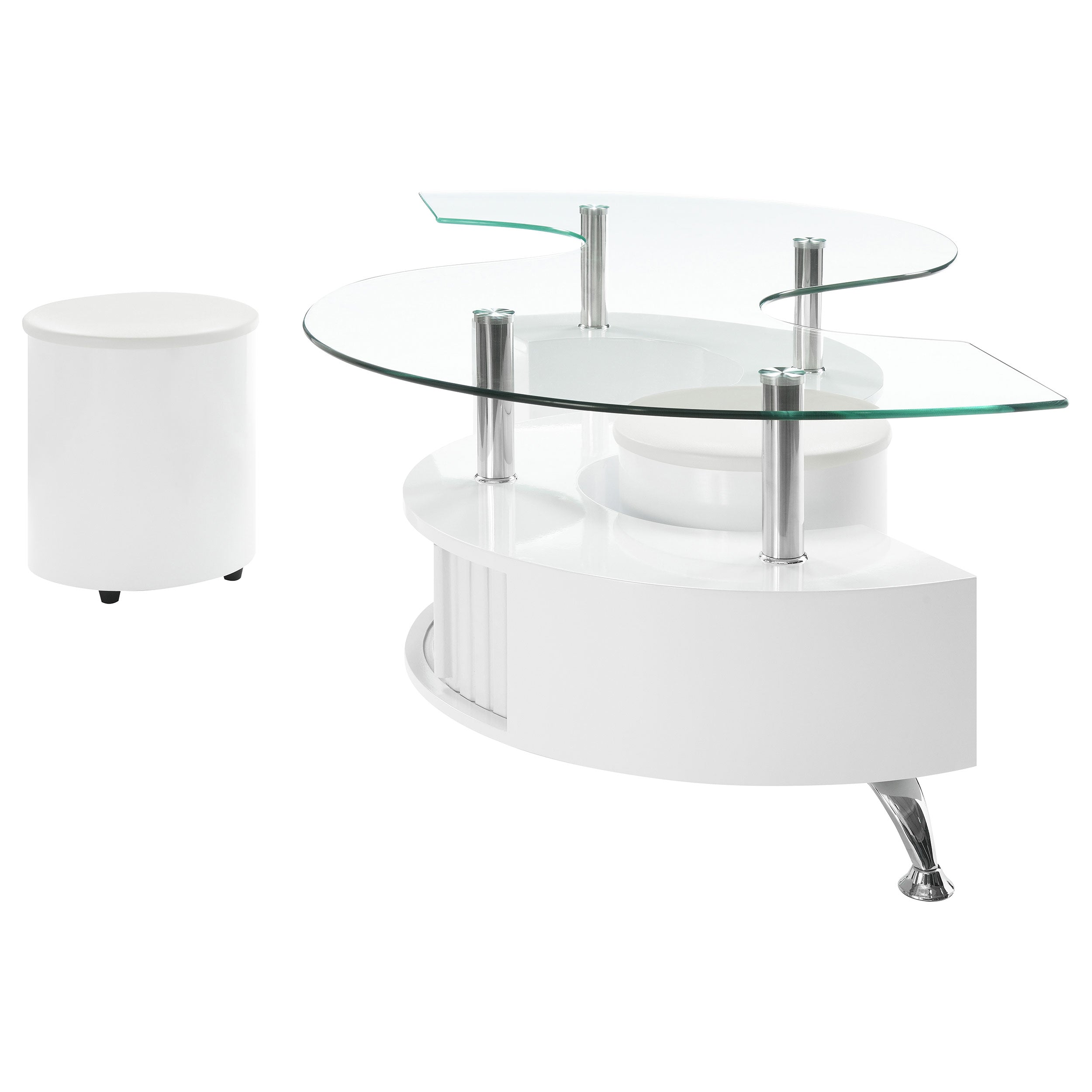 Buckley 3-piece Coffee Table and Stools Set White High Gloss-