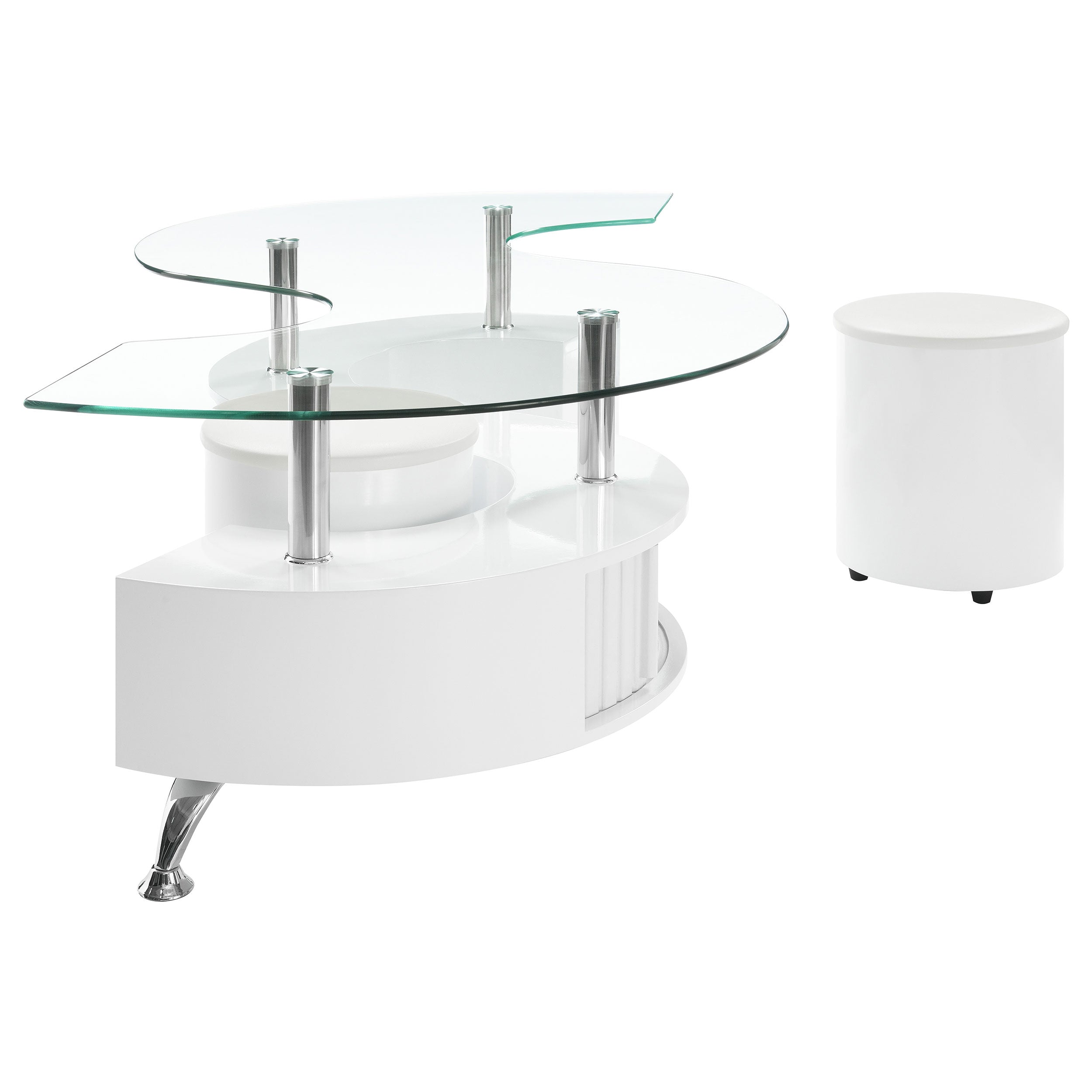 Buckley 3-piece Coffee Table and Stools Set White High Gloss-