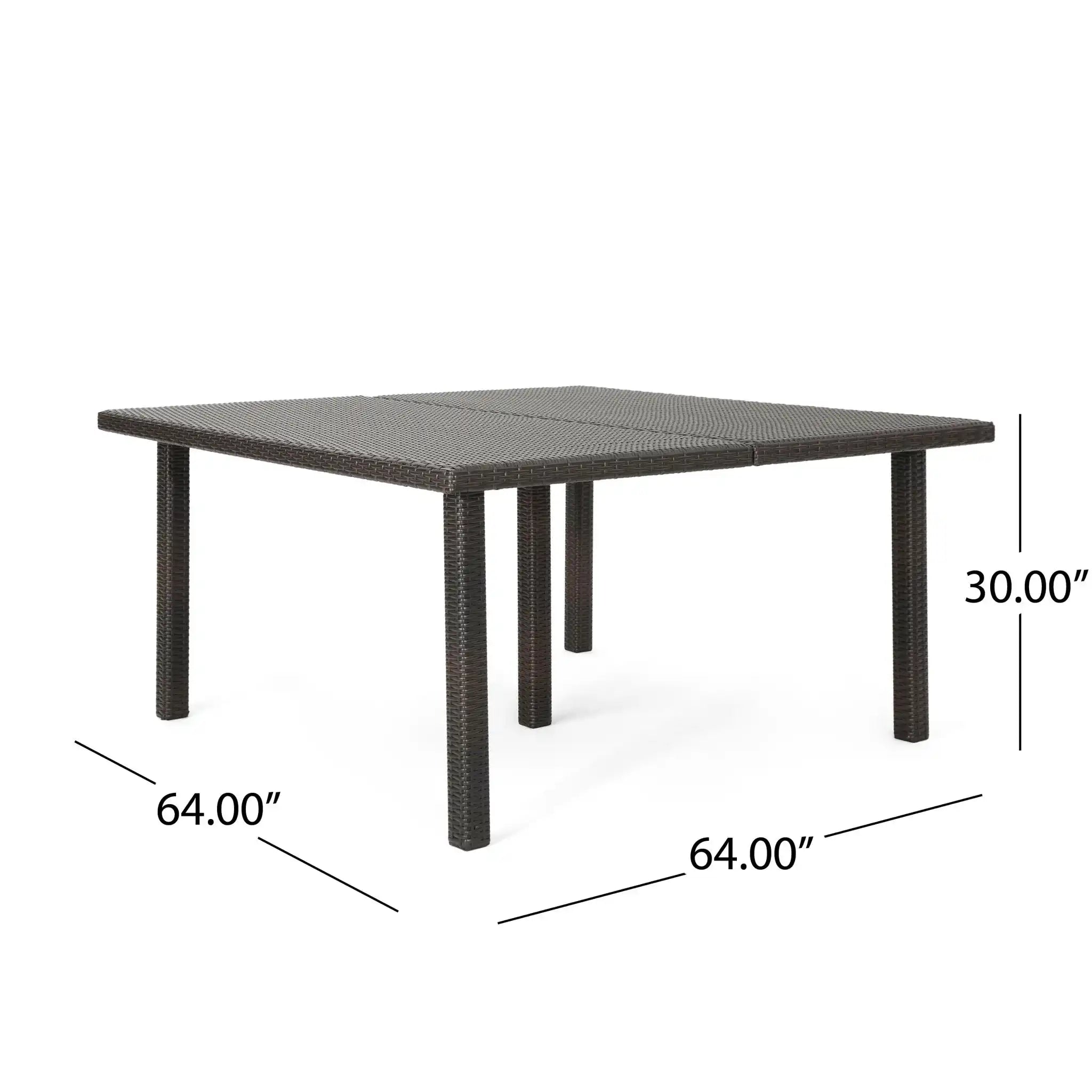 Outdoor Square Rattan Wicker Dining Table - Brown