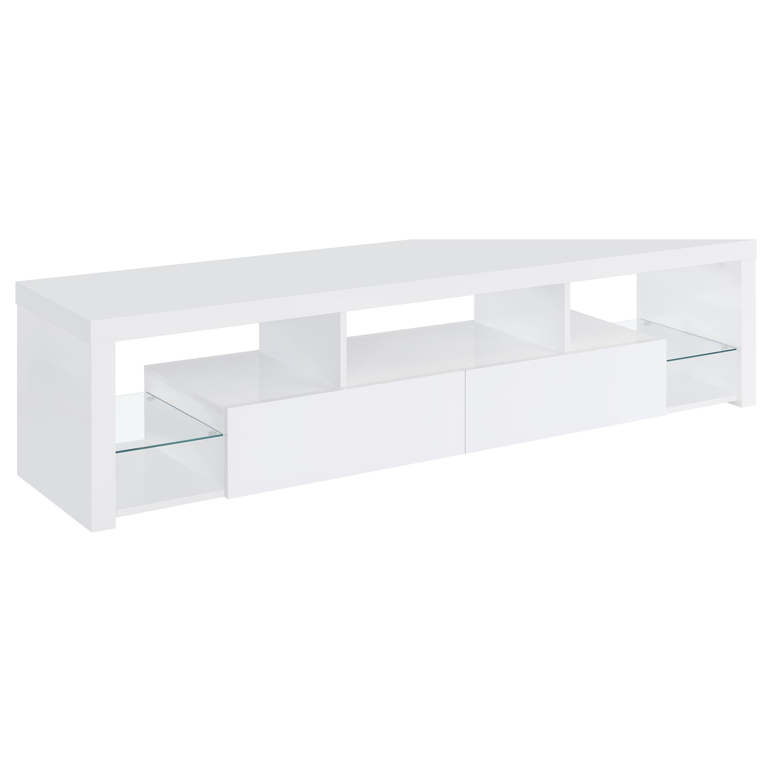 Jude 2-drawer Engineered Wood 71-inch TV Stand High Gloss White-