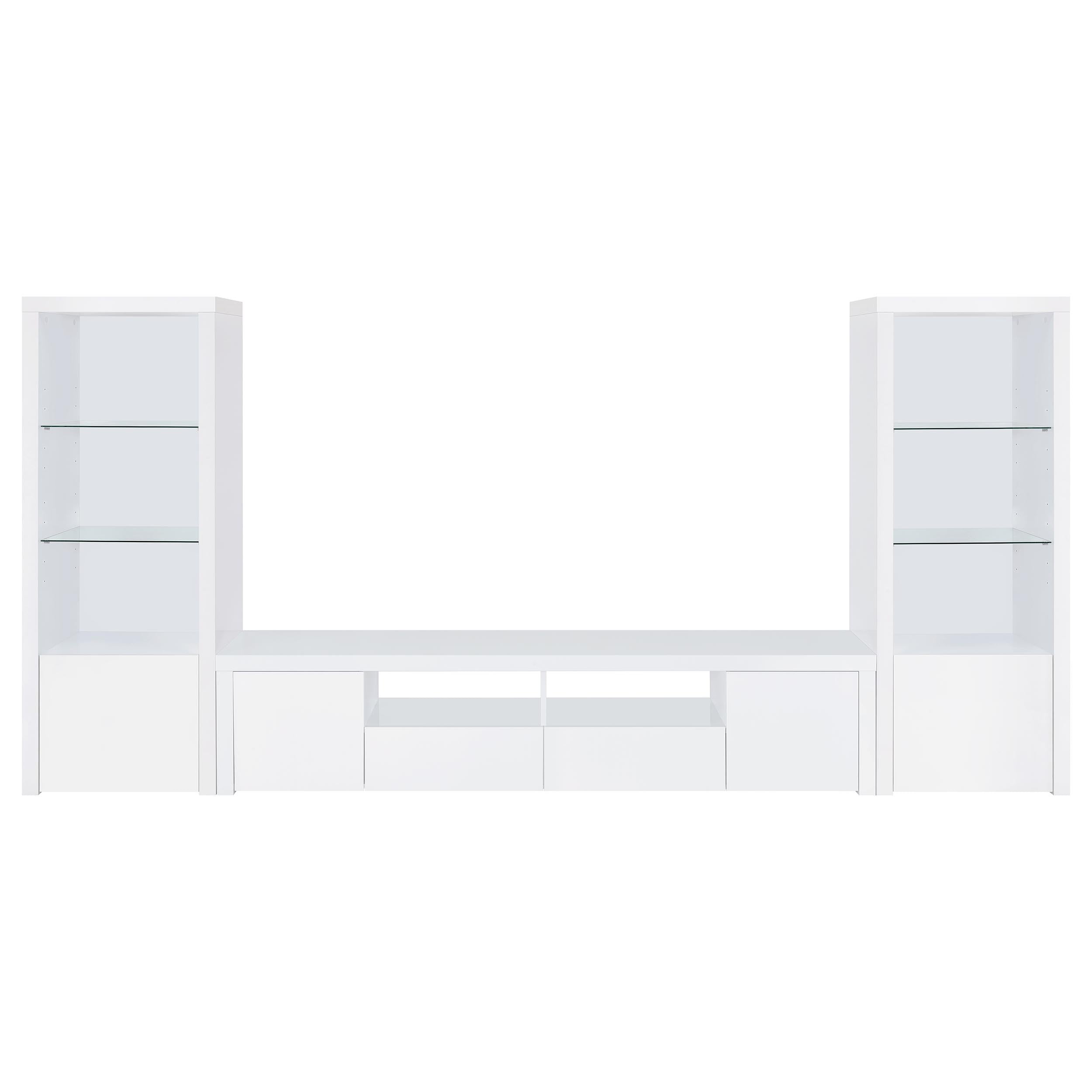 Jude 3-shelf Engineered Wood Media Tower High Gloss White-
