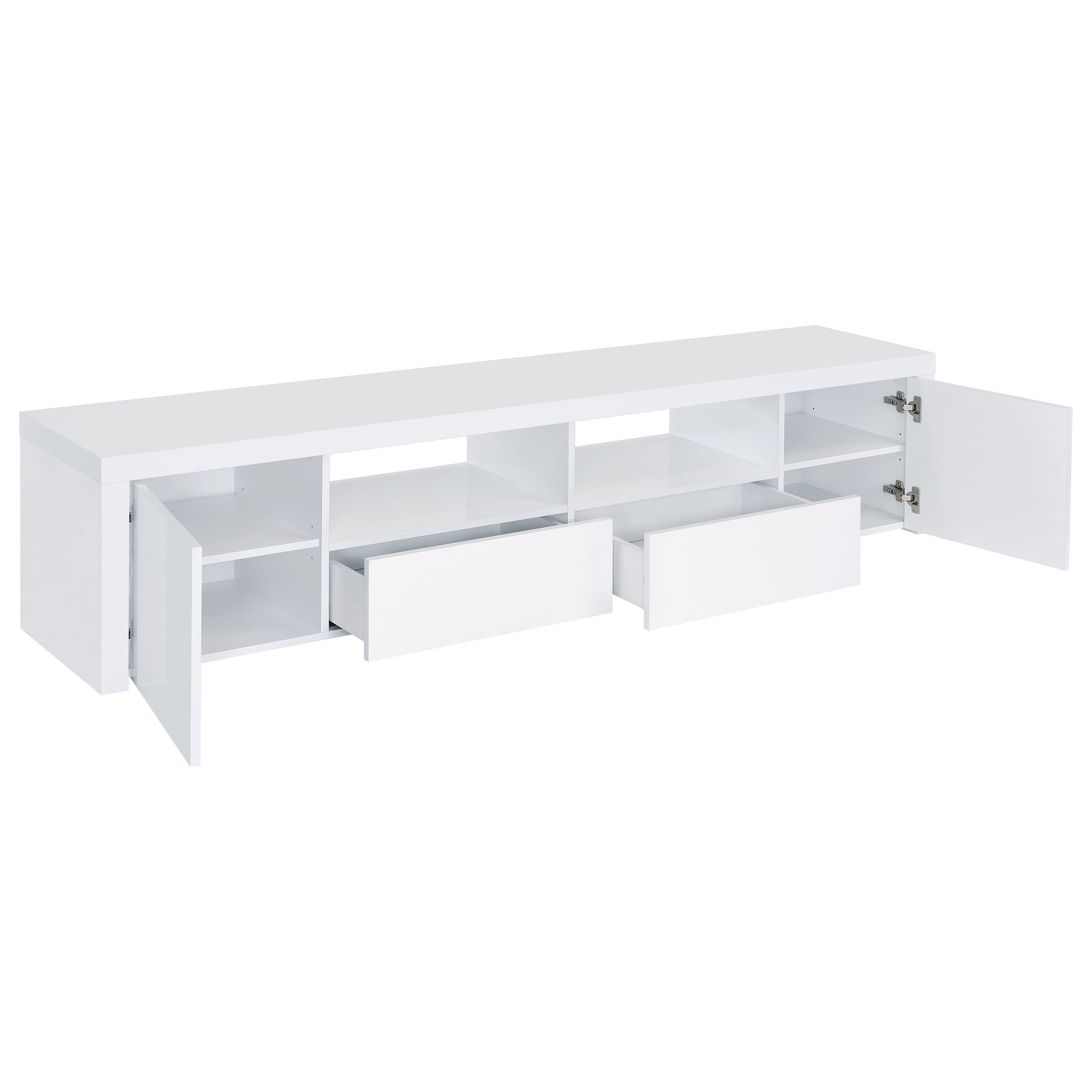 Jude 2-door Engineered Wood 79-inch TV Stand High Gloss White-