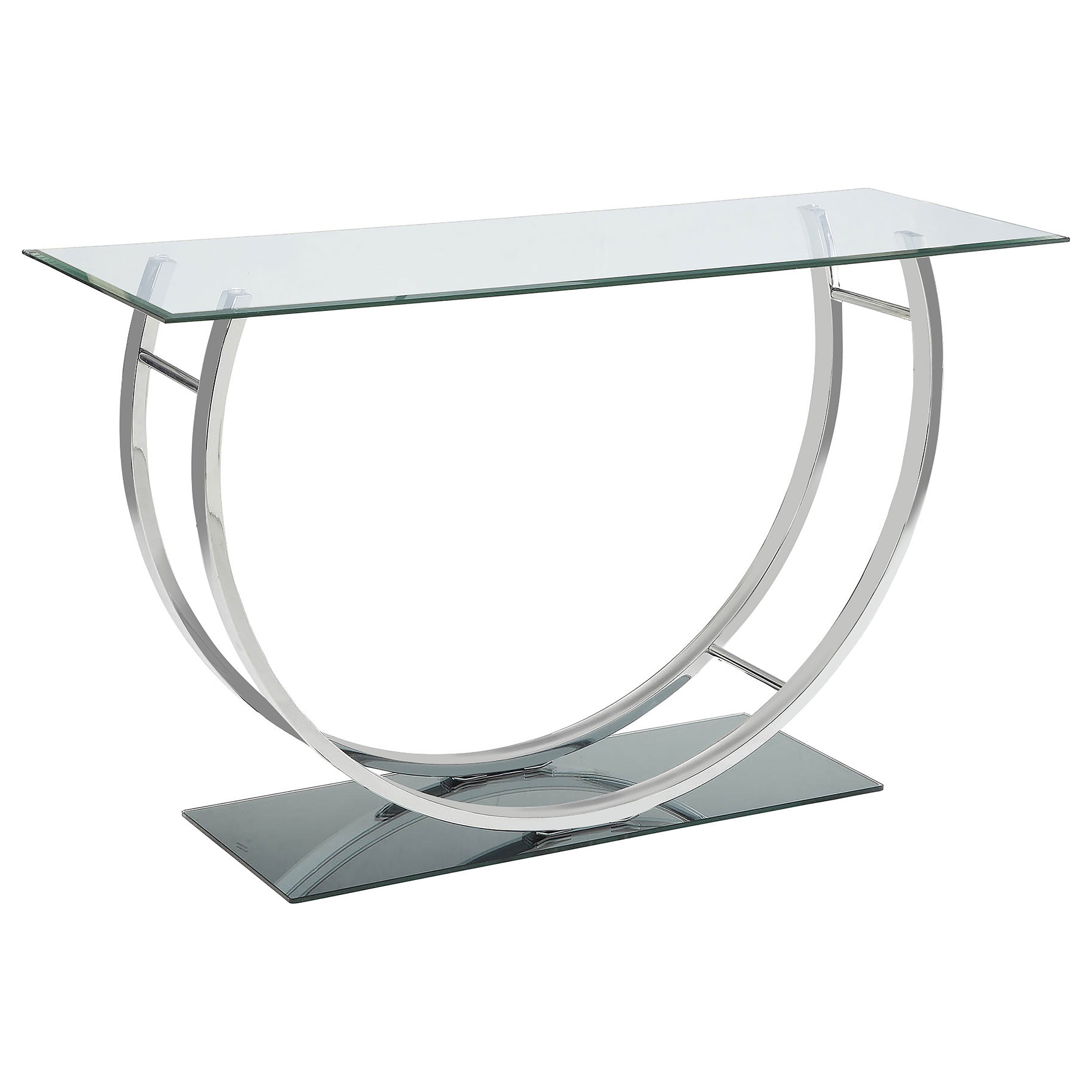 Danville U-shaped Glass Top Entryway Console Table Chrome-CoasterEssence
