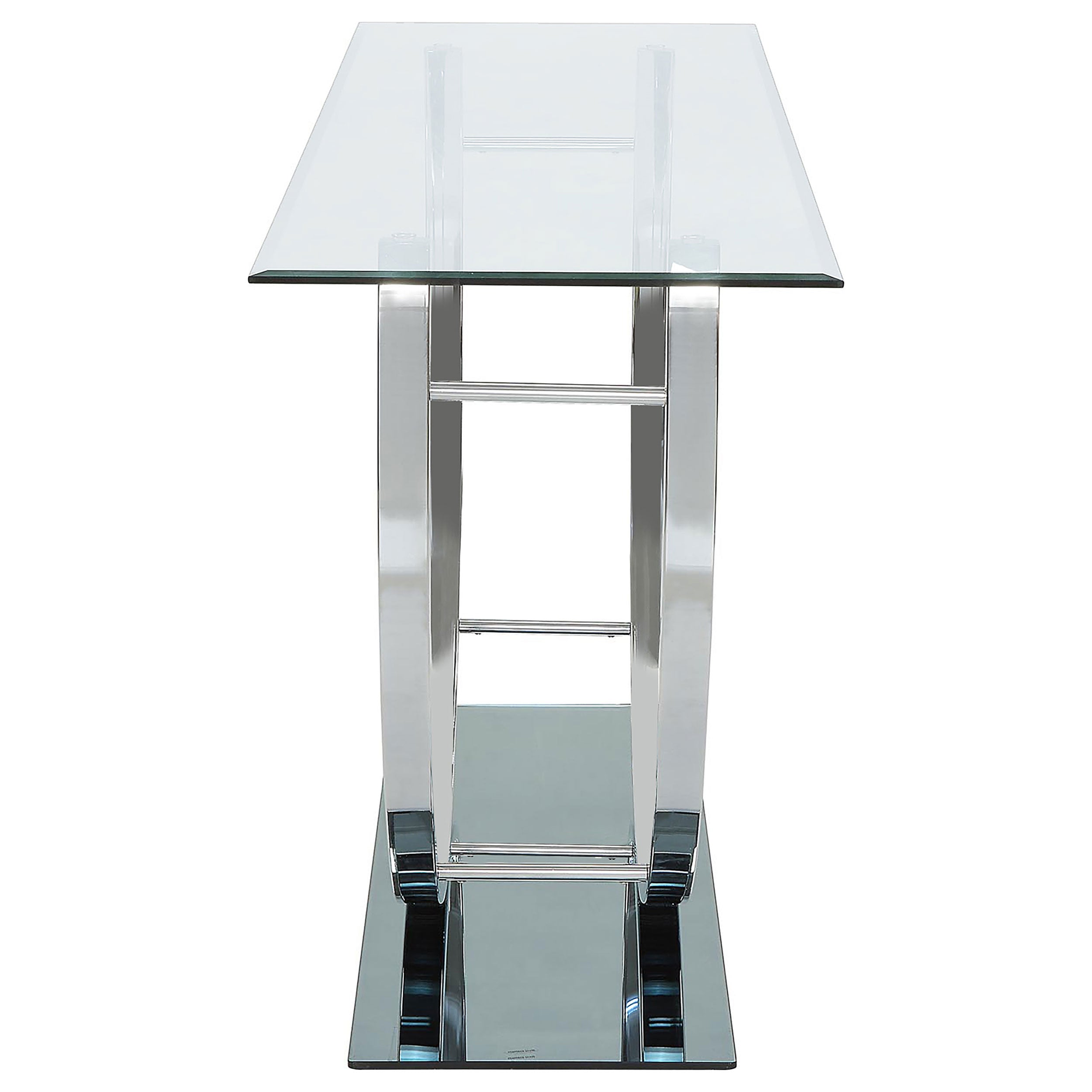 Danville U-shaped Glass Top Entryway Console Table Chrome-CoasterEssence