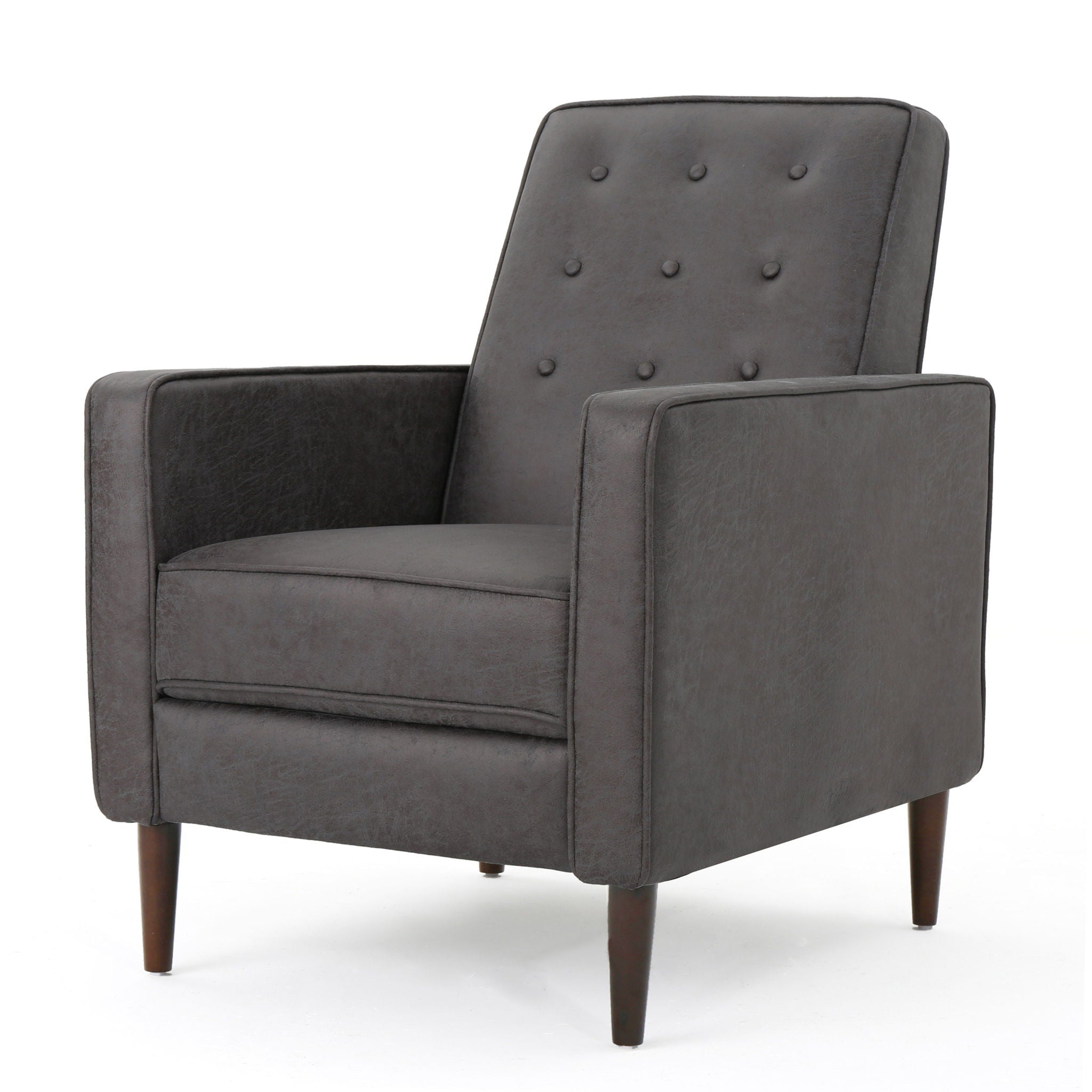 Macedonia - Mid Century Modern Button Tufted Fabric Recliner - Slate