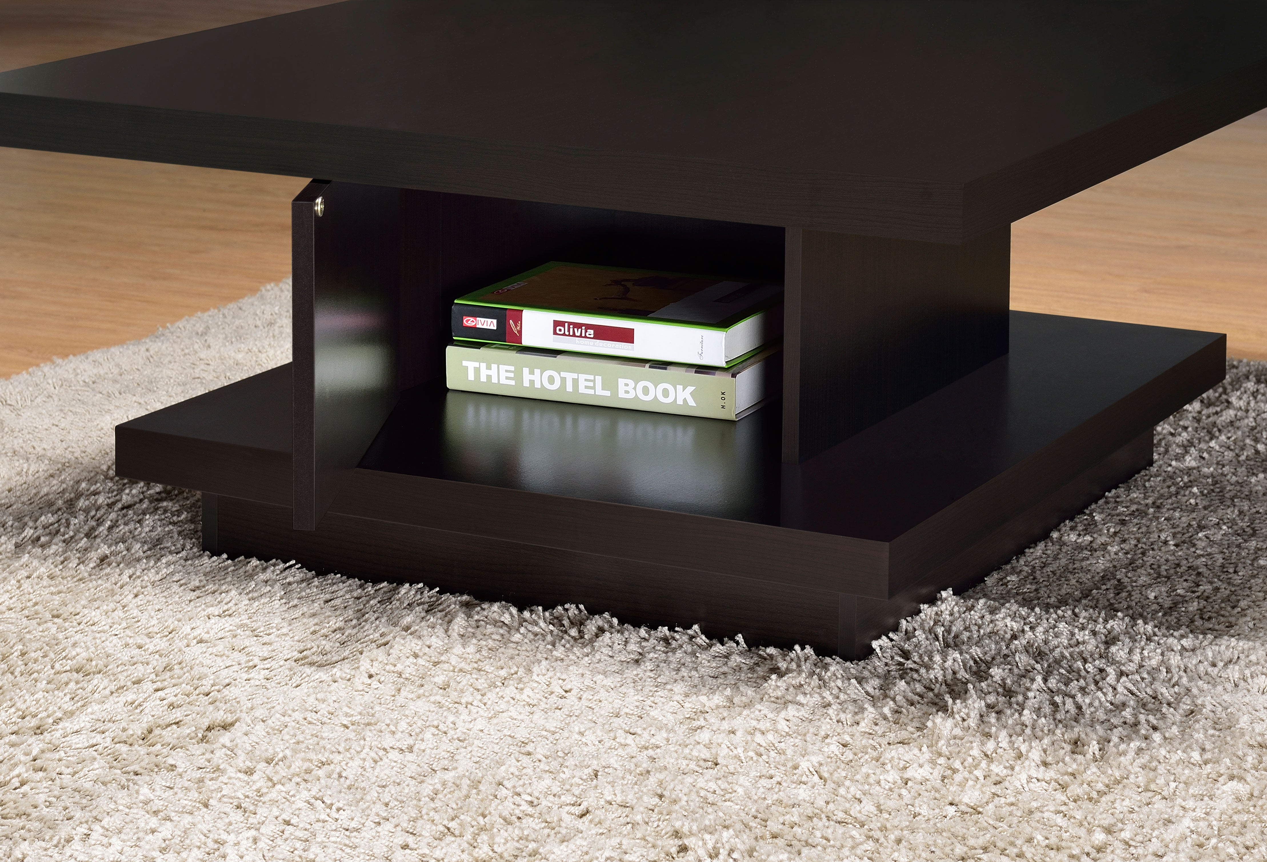 Reston Square Engineered Wood Coffee Table with Casters Cappuccino-CoasterEveryday