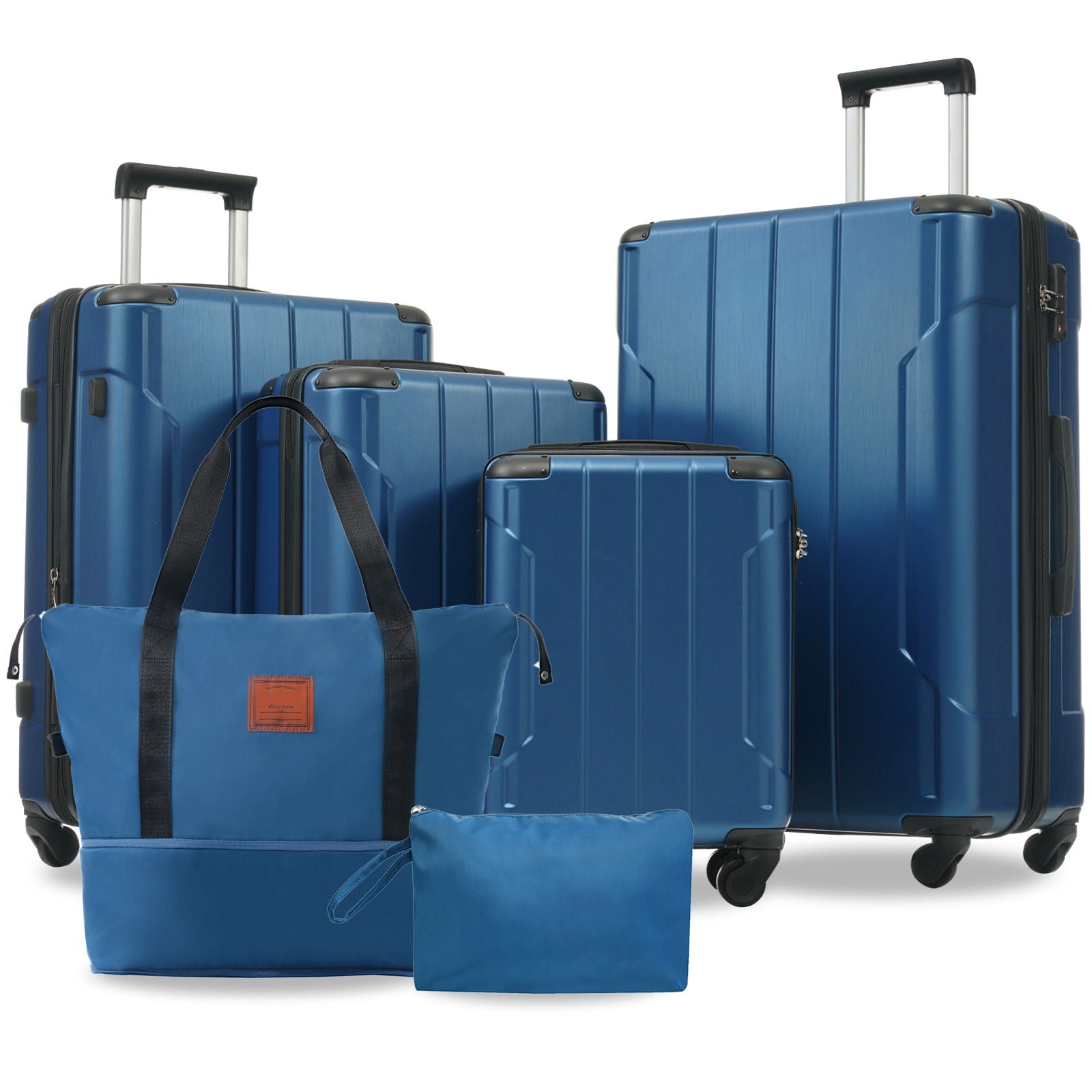 Hardshell Luggage 6 Piece Suitcase Set, Expandable Lightweight Suitcases With Wheels, Tsa Lock