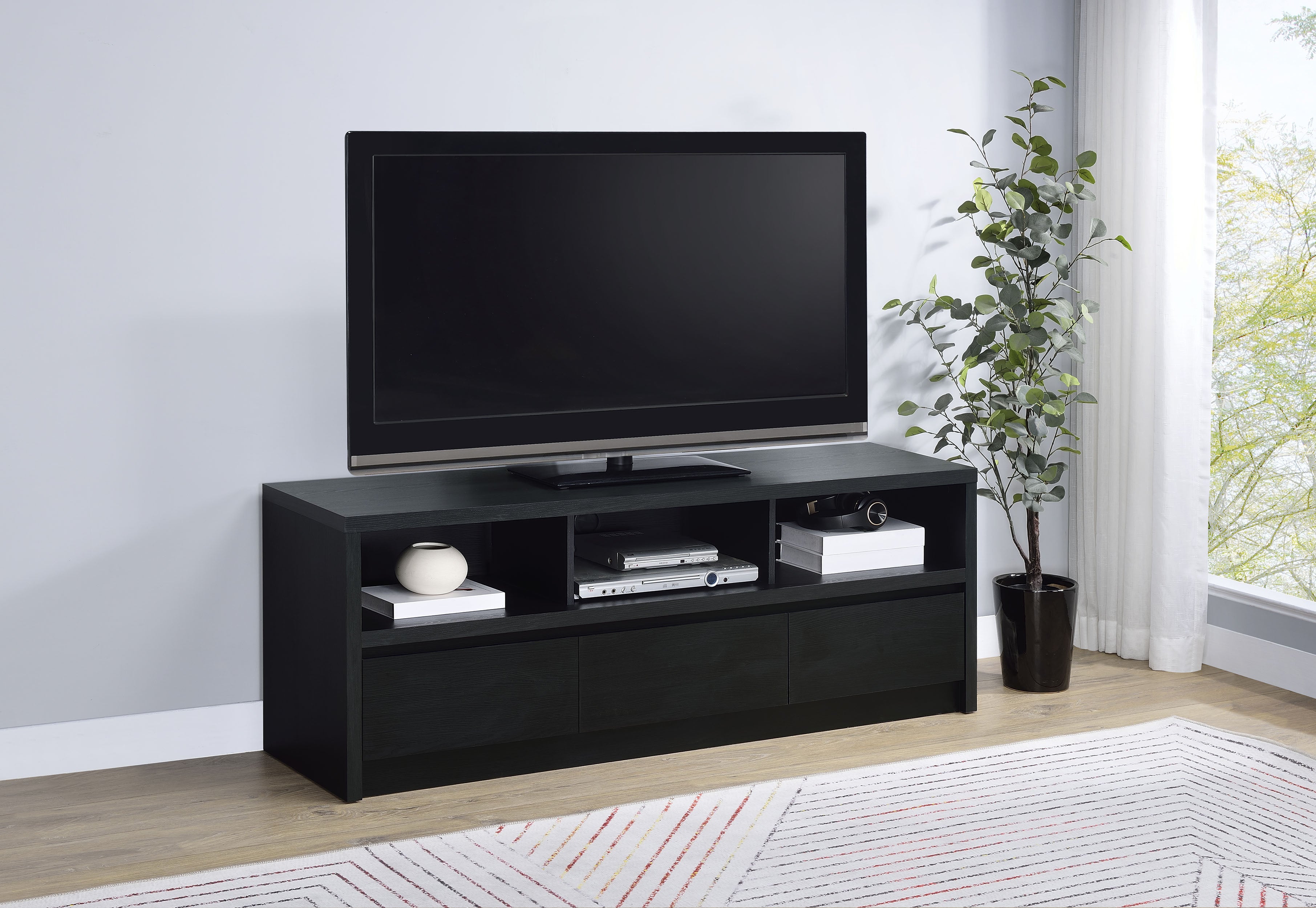 Rutland 59-inch 3-drawer TV Stand Media Console Black-