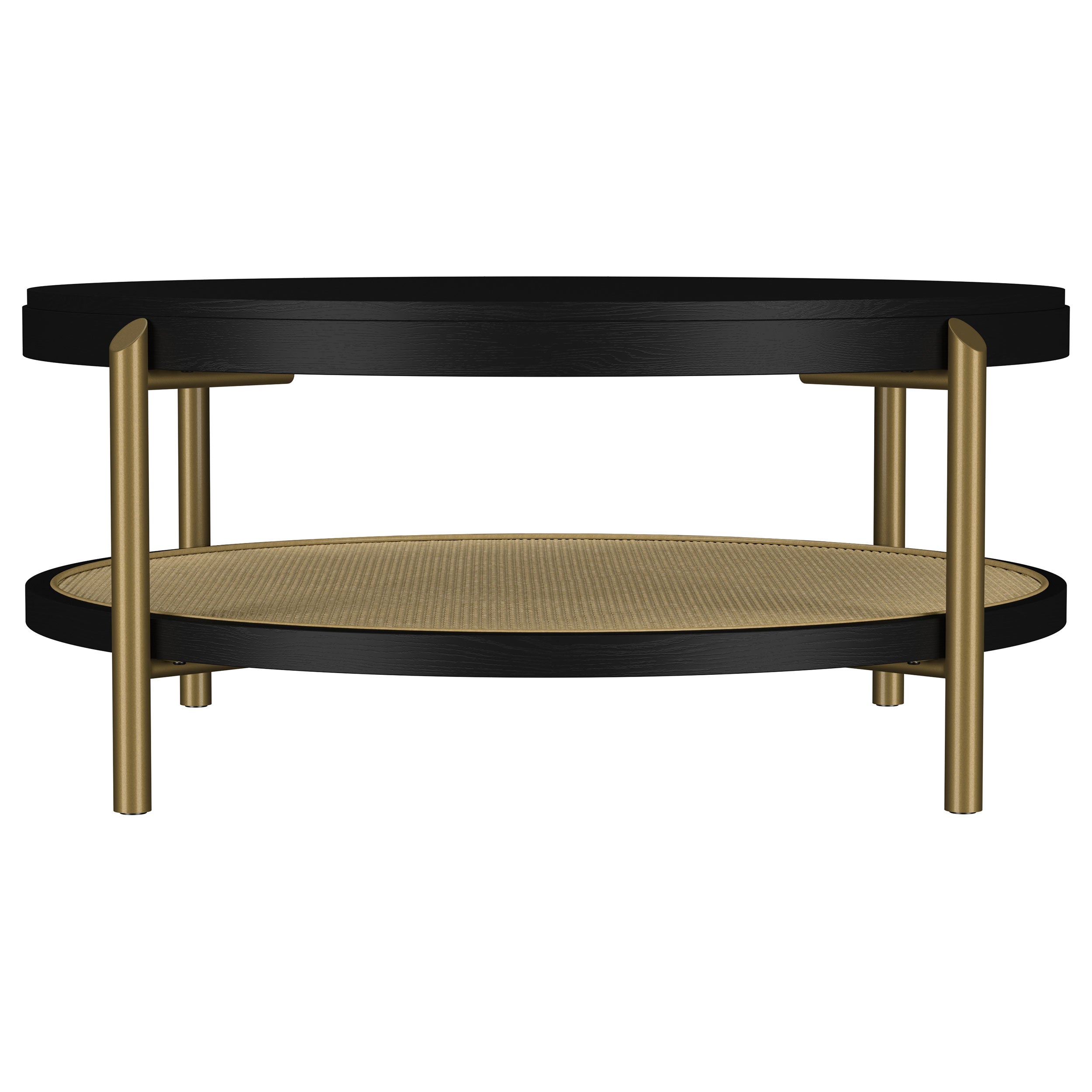 Arini Round Coffee Table With Storage Shelf Black-