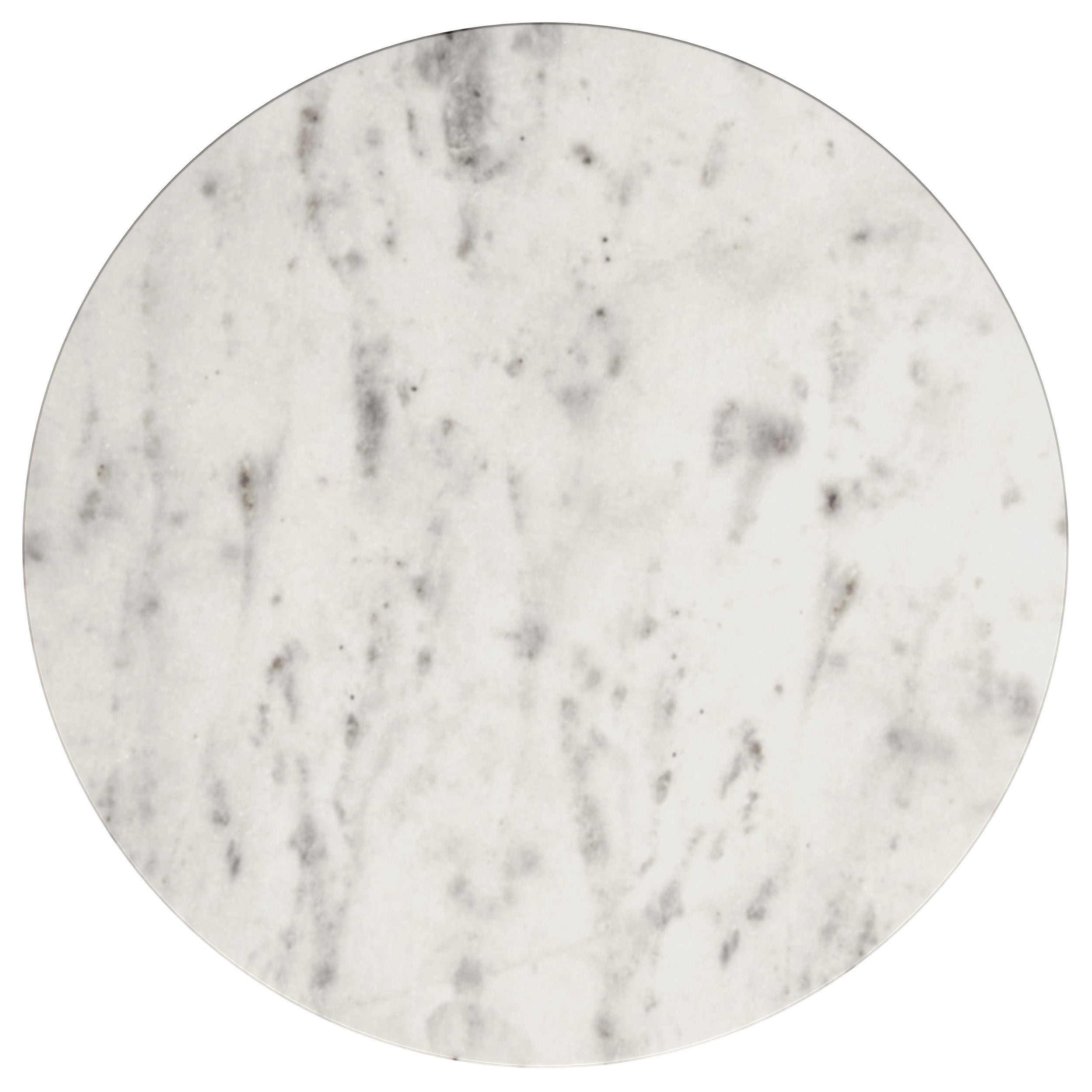 Haven Round Genuine White Marble Top End Side Table Black-