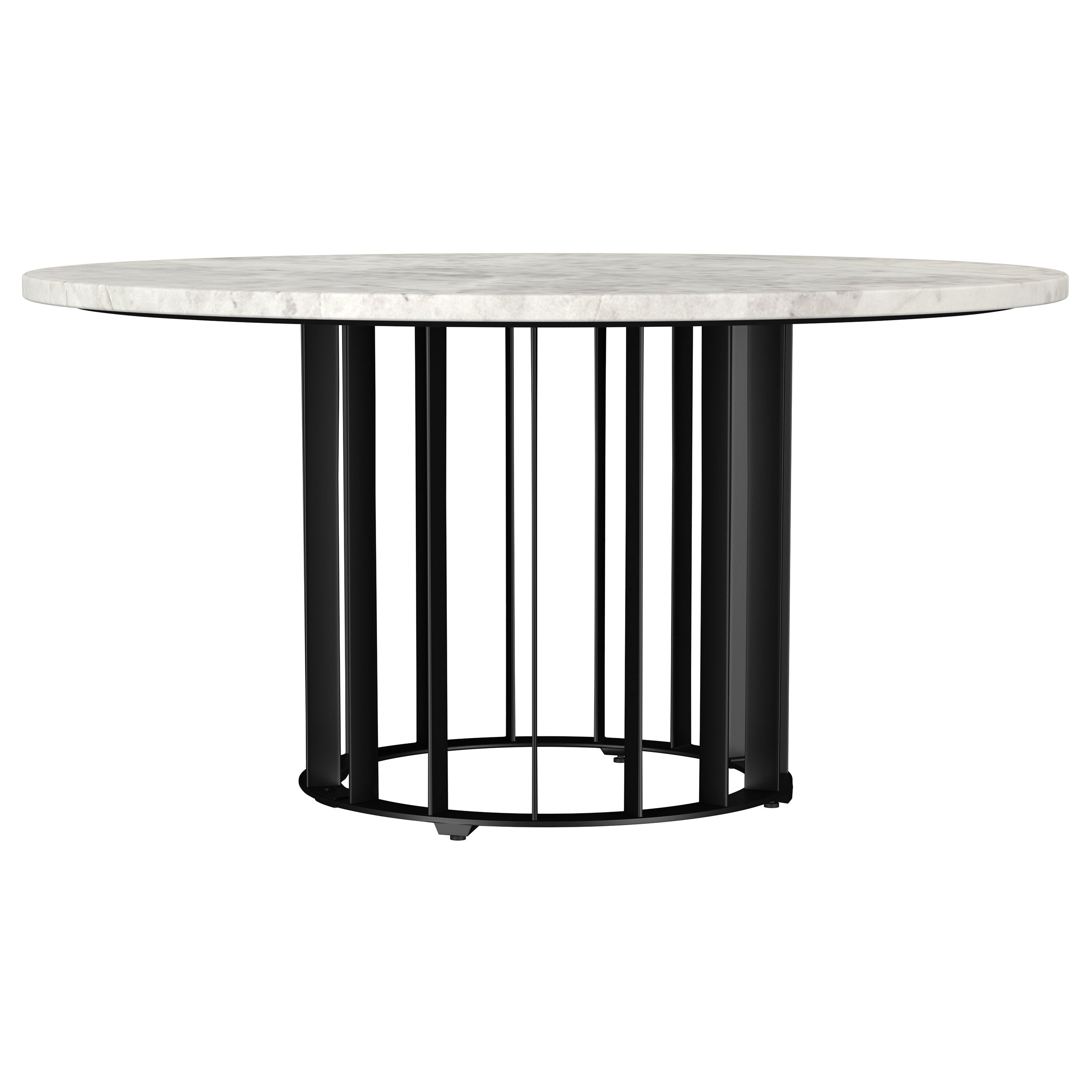 Haven Round Genuine White Marble Top Coffee Table Black-