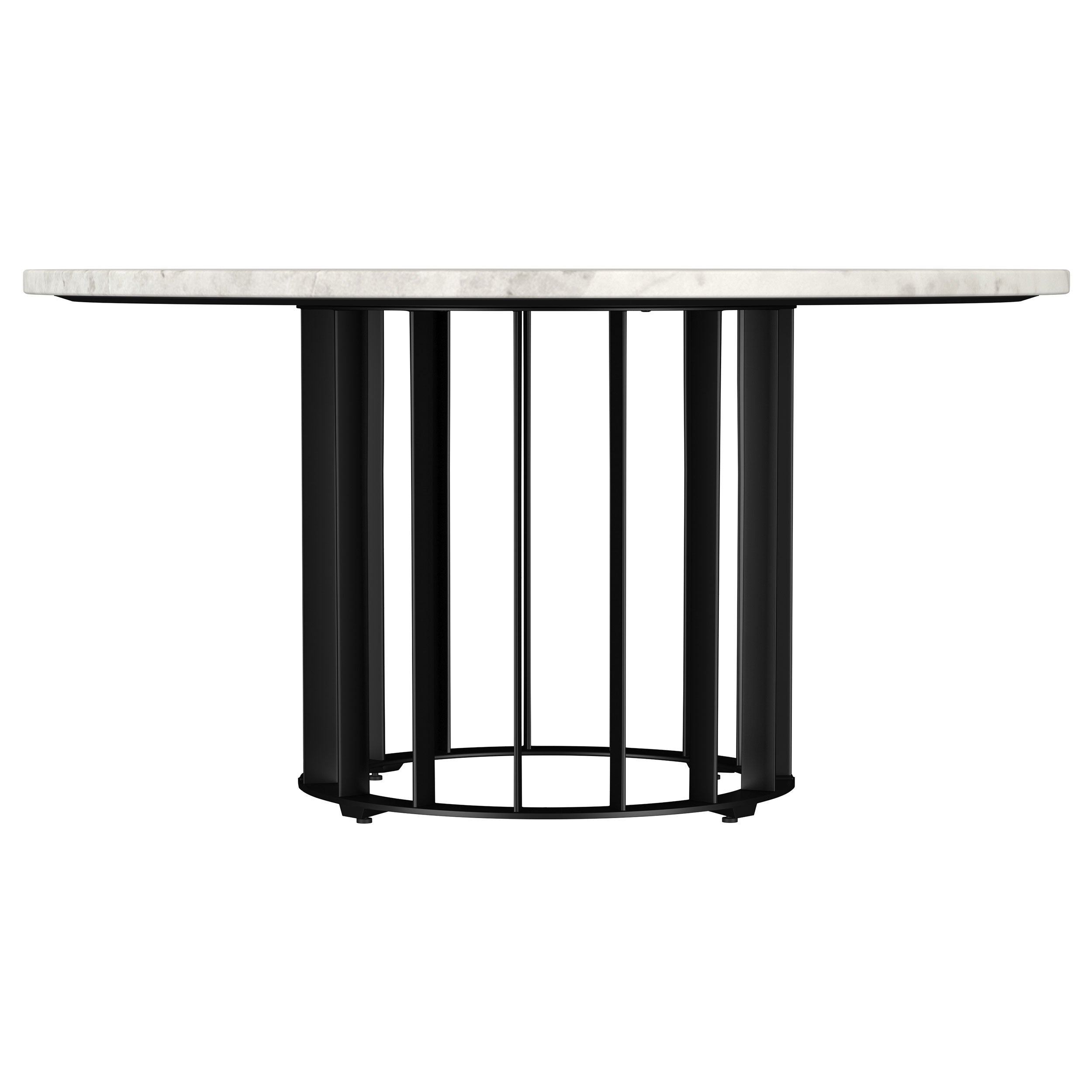 Haven Round Genuine White Marble Top Coffee Table Black-