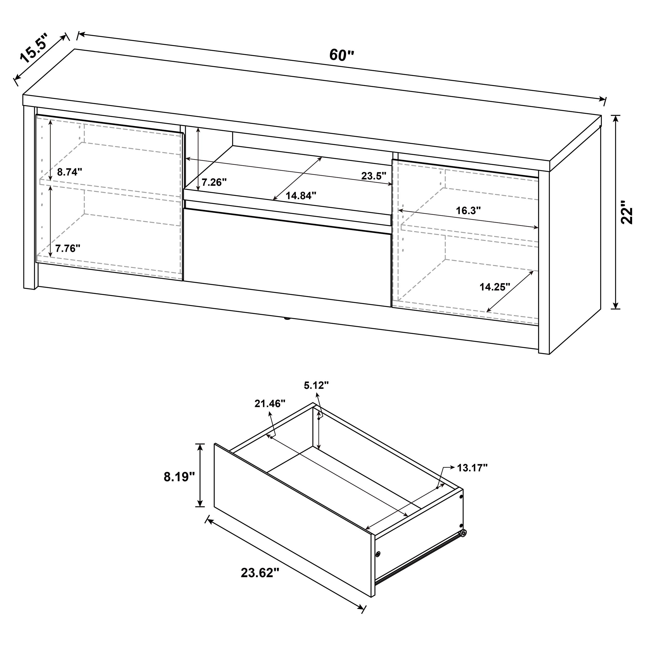 Winfield 3-piece Entertainment Center 60-inch TV Stand Black-