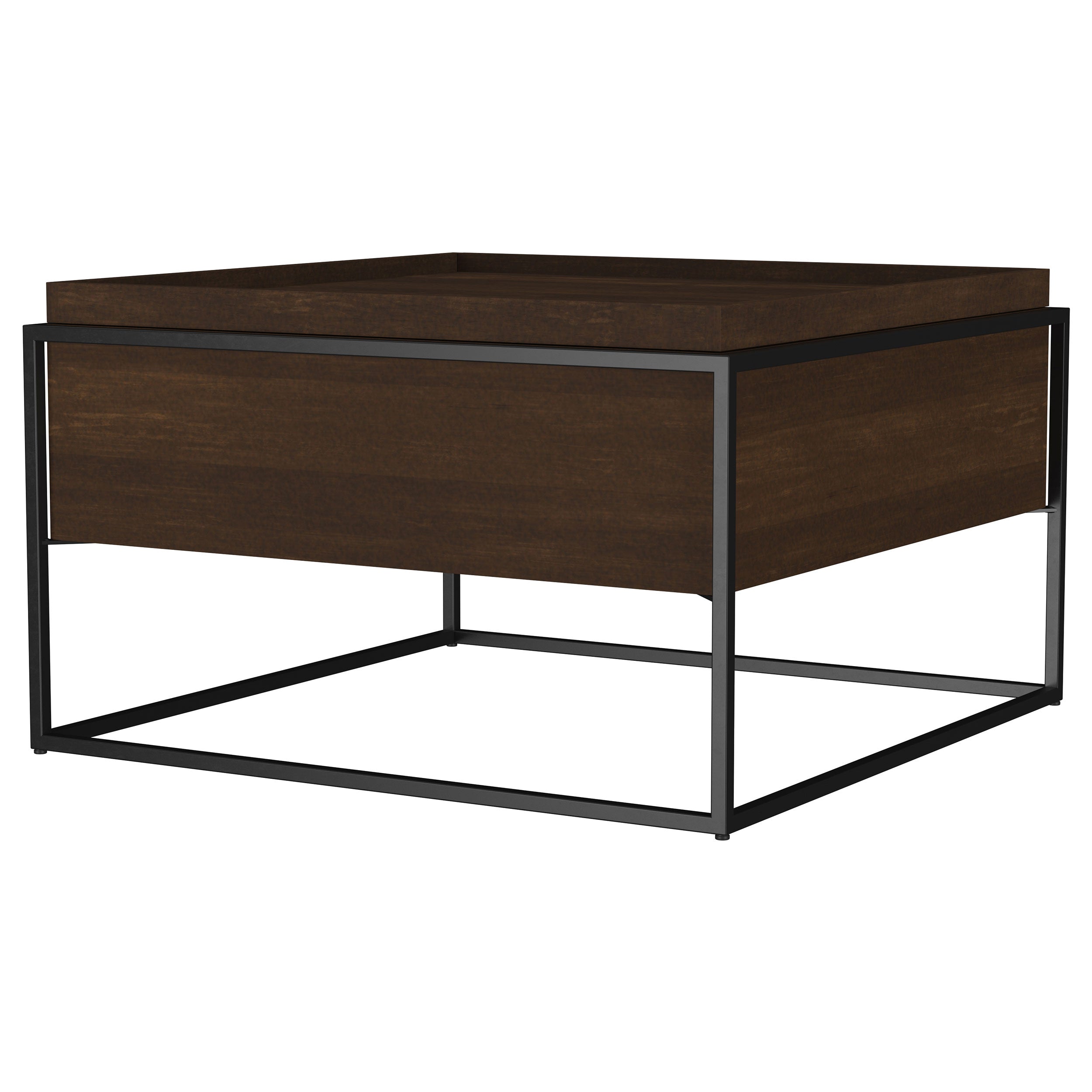 Fulton 30-inch Square Mango Wood Coffee Table Dark Brown-