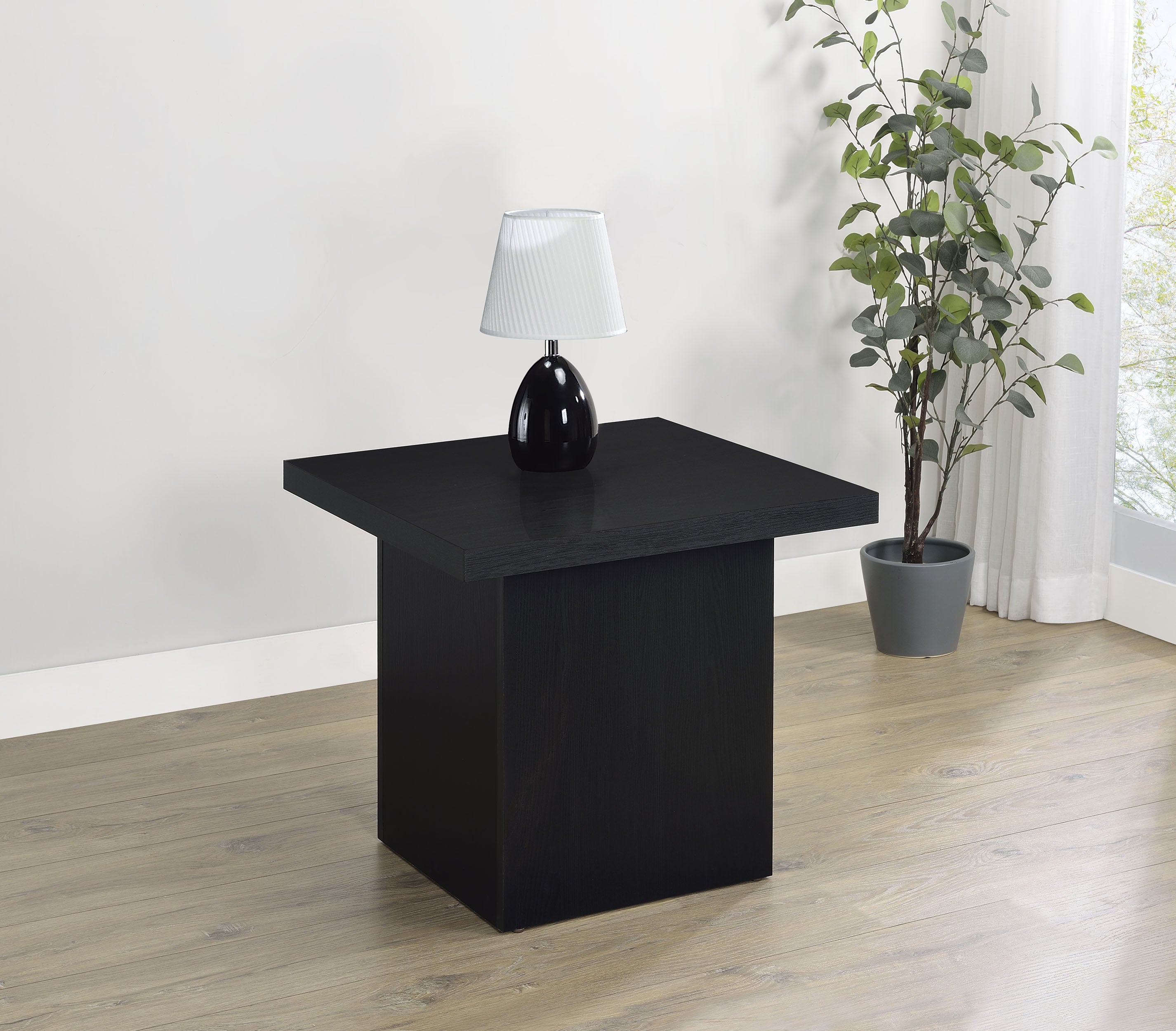 Max Square Engineered Laminate End Side Table Black-