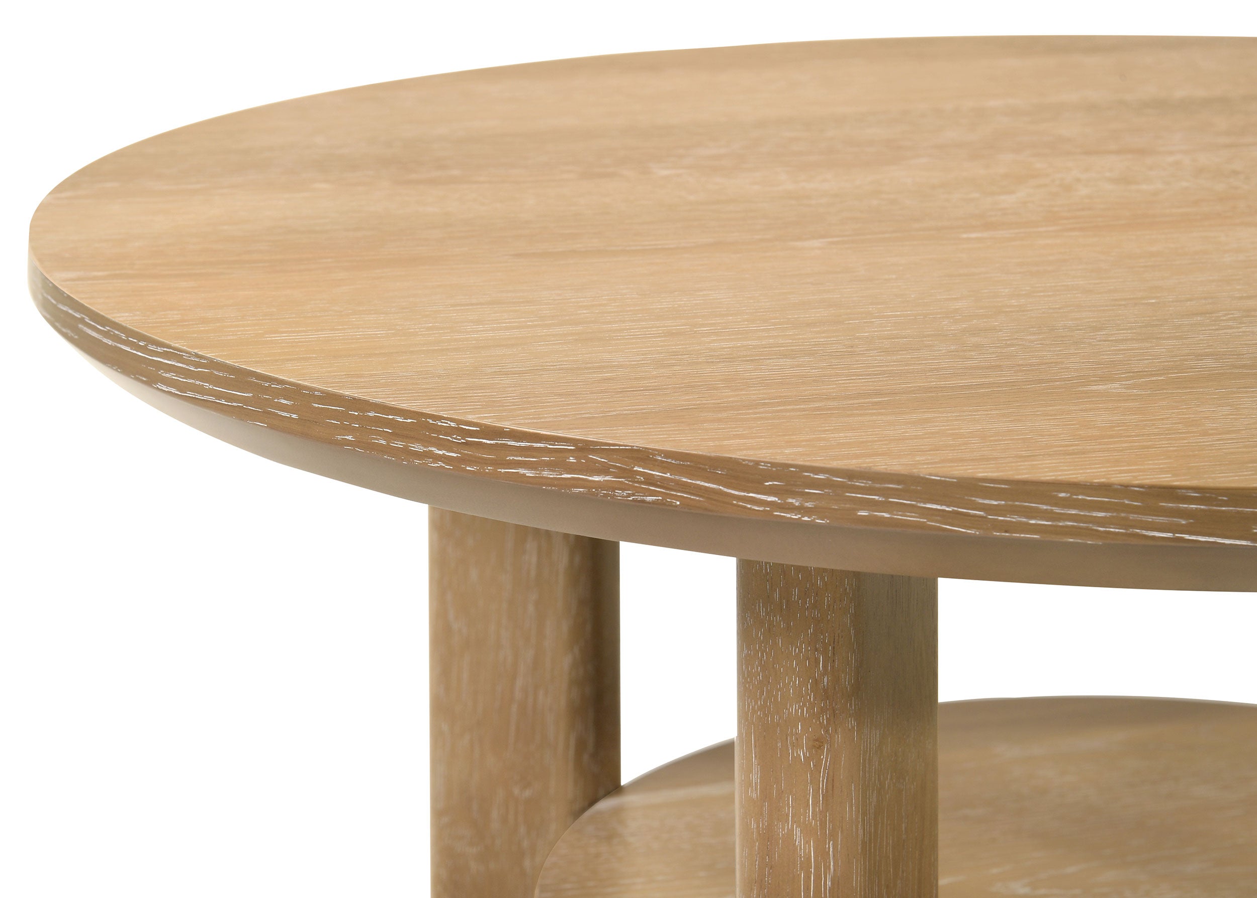 Ottowa Round Wood Side End Table with Shelf Light Oak-