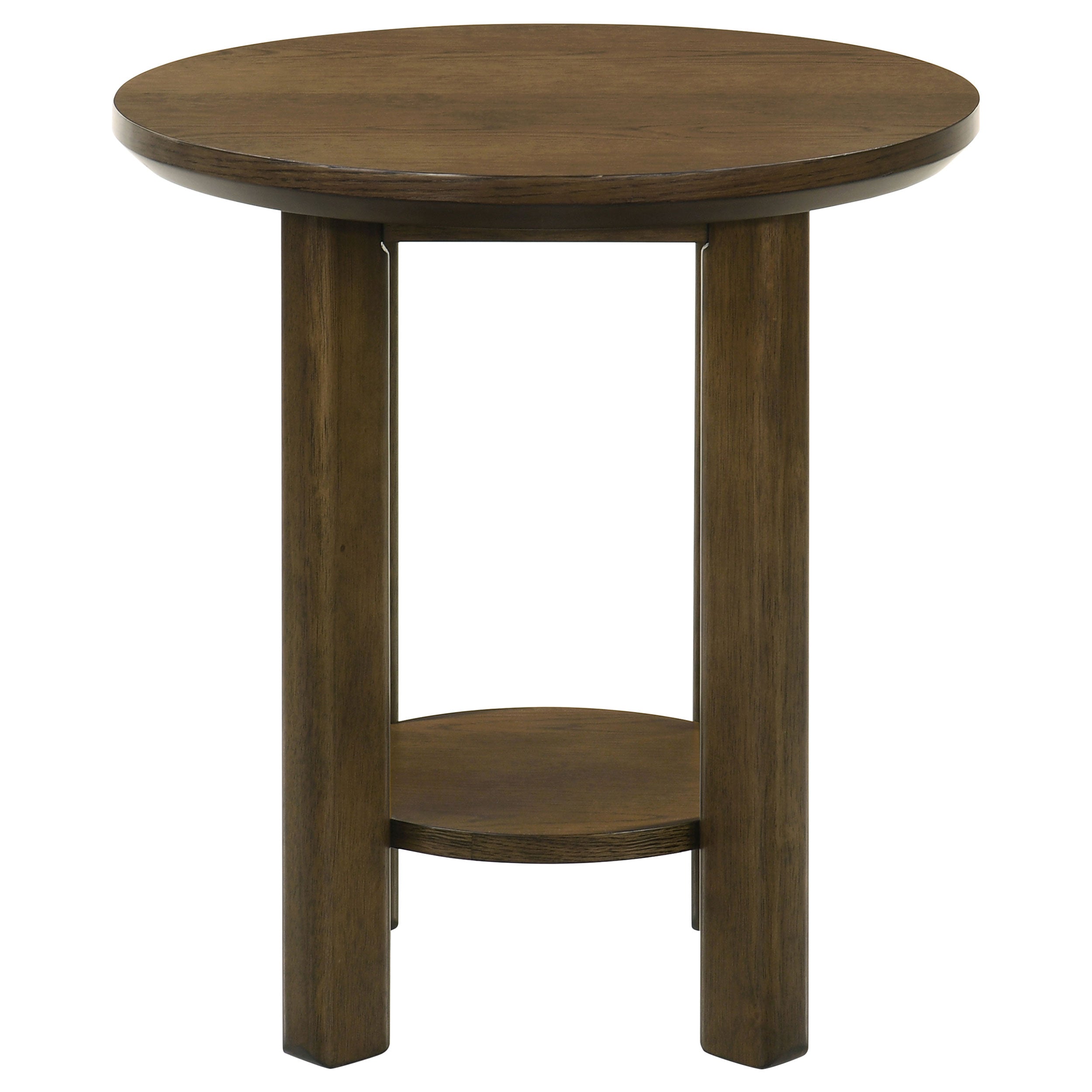Ottowa 22-Inch Round Wood Side End Table with Shelf Brown-