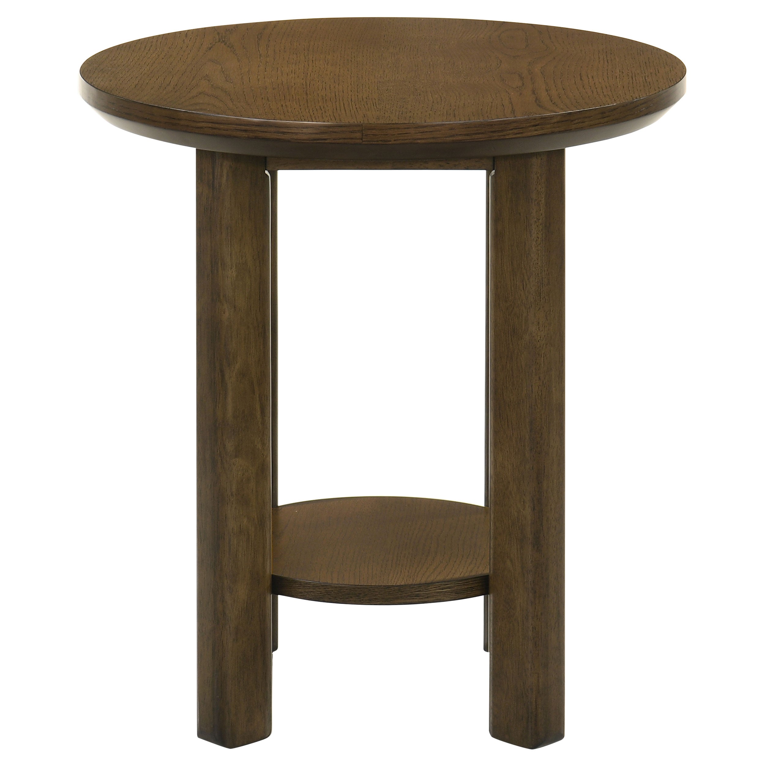 Ottowa 22-Inch Round Wood Side End Table with Shelf Brown-