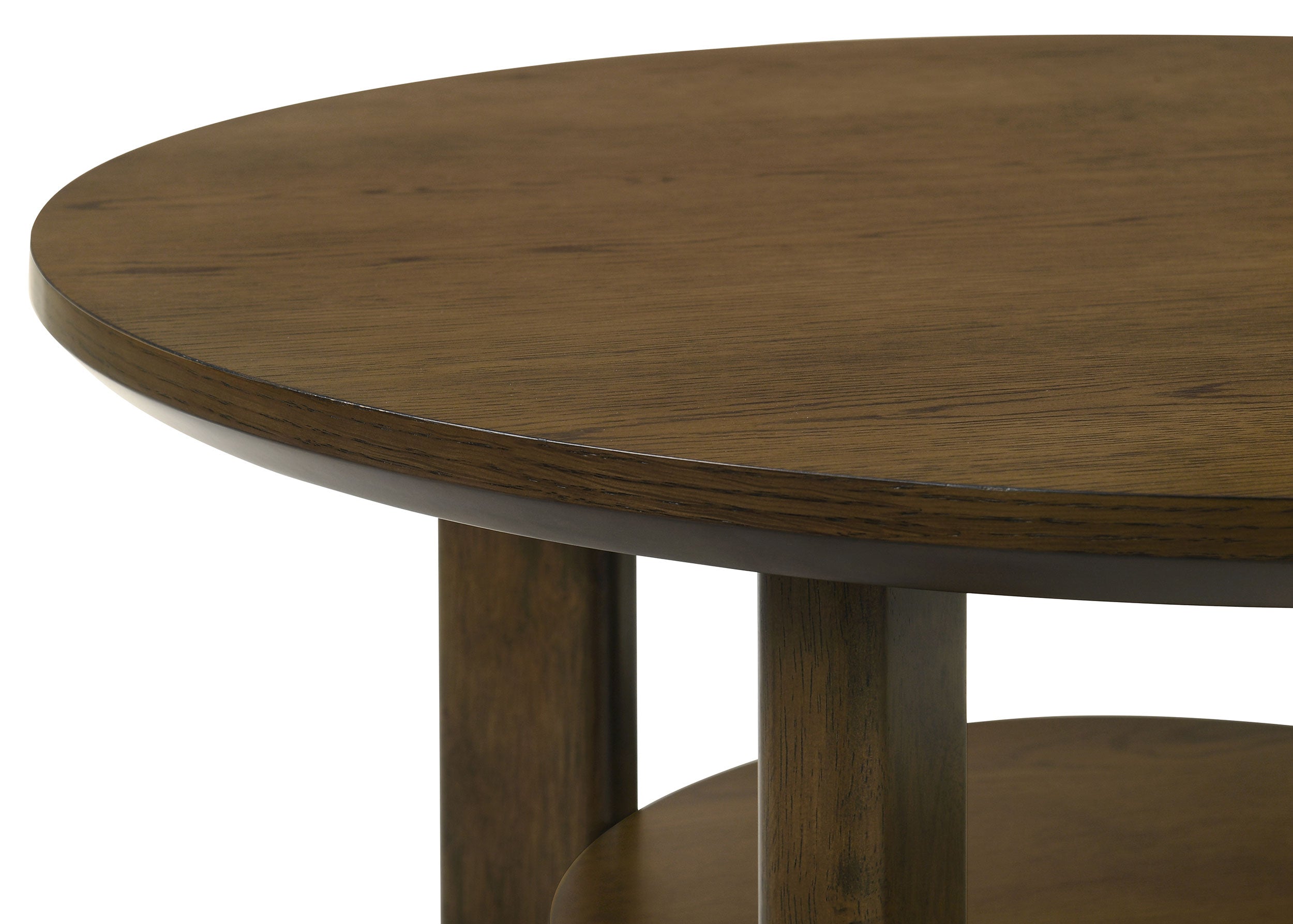 Ottowa 22-Inch Round Wood Side End Table with Shelf Brown-