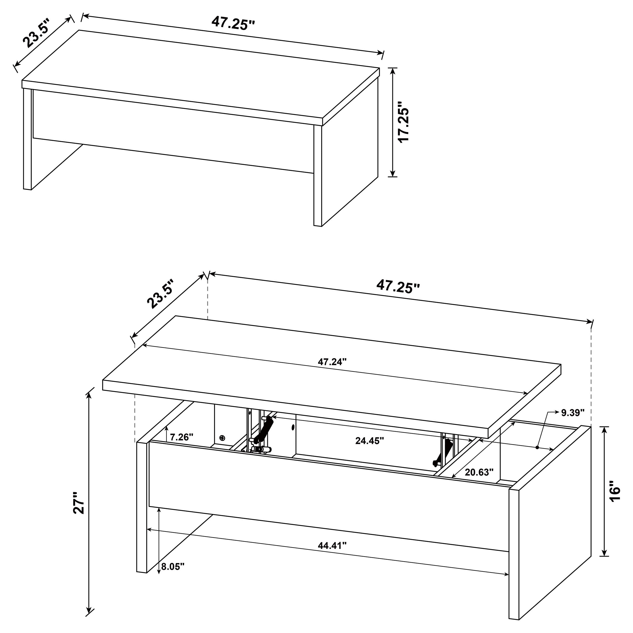 Canoga Engineered Wood Lift Top Coffee Table Light Oak-