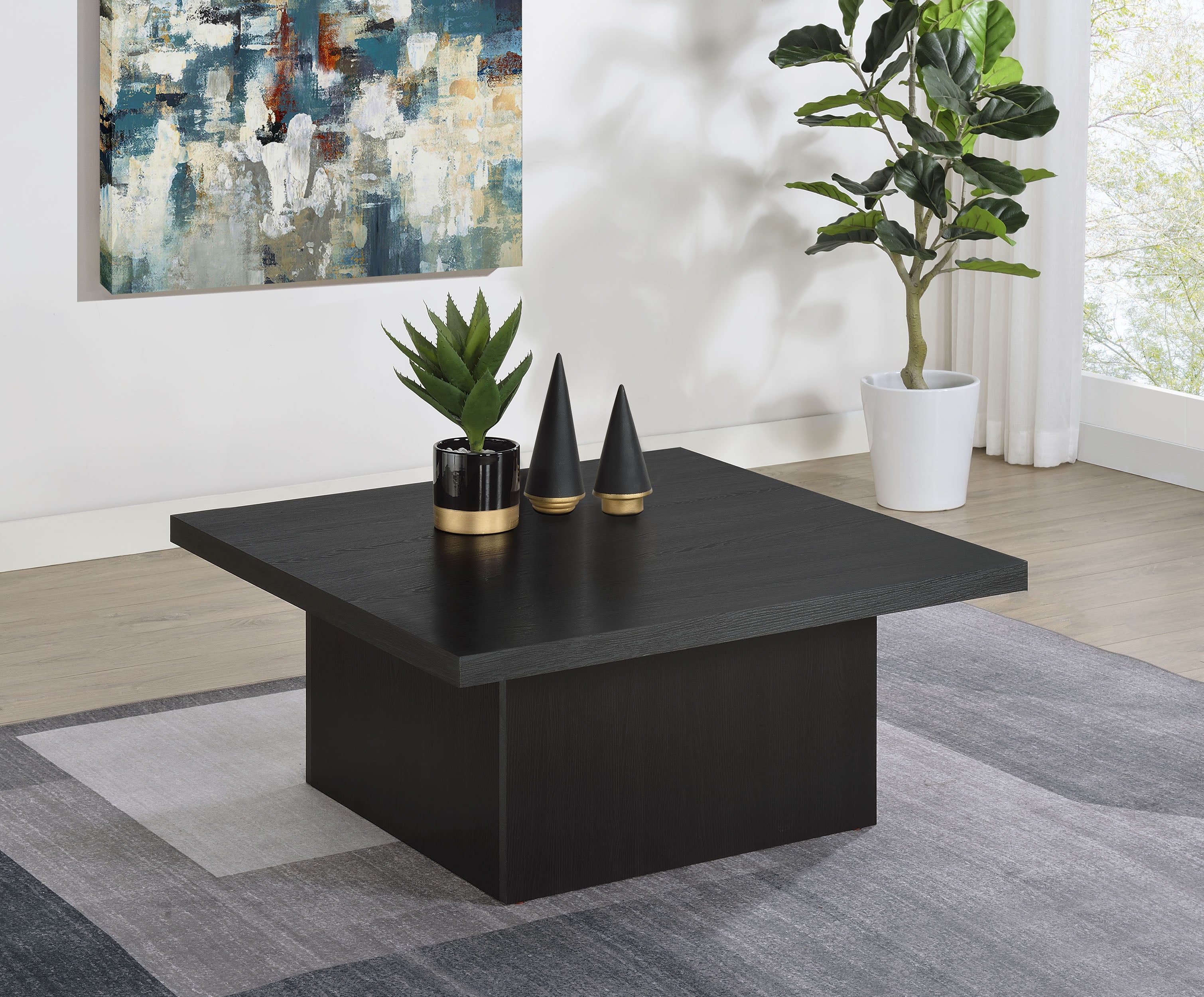 Devar Square Engineered Wood Cocktail Coffee Table Black-
