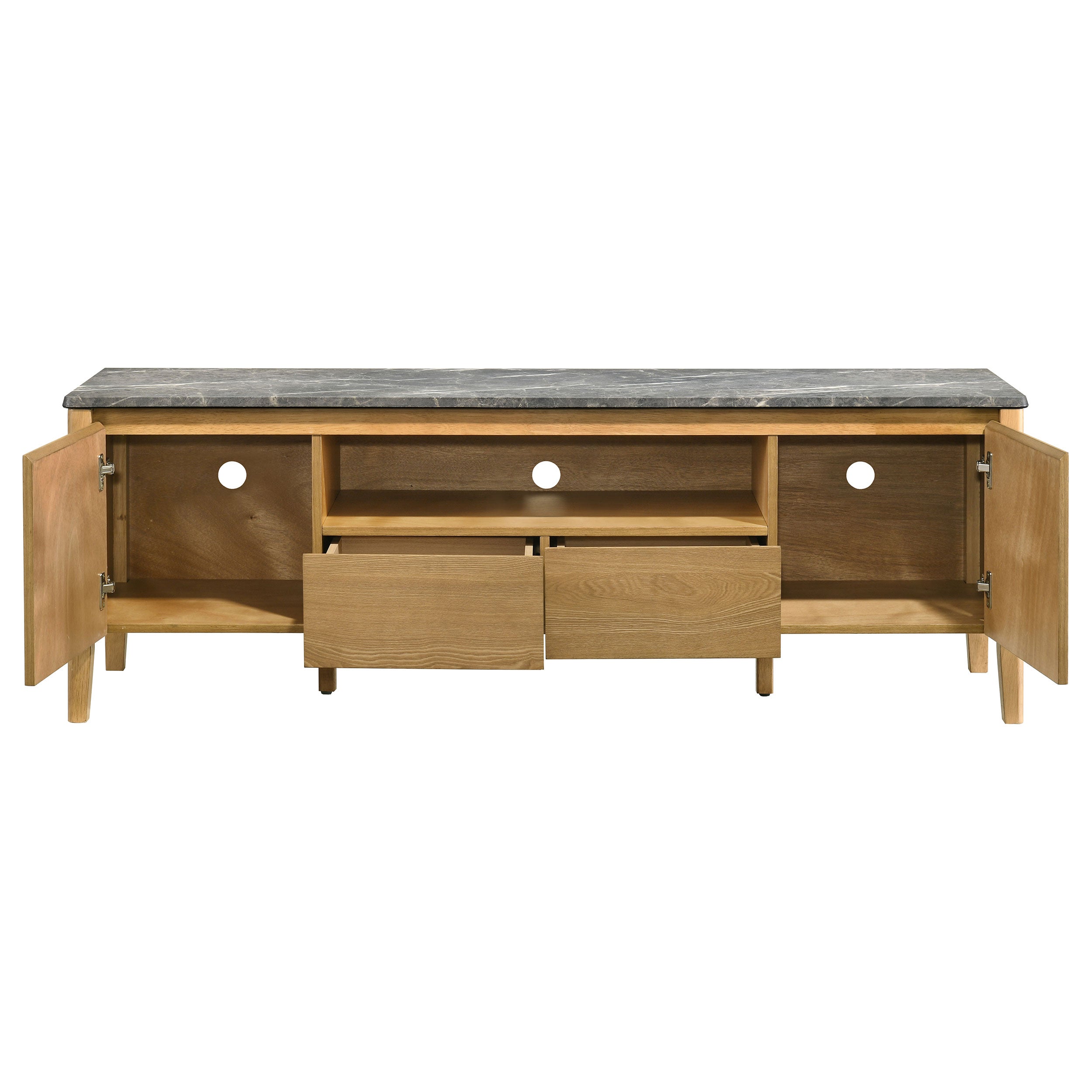 Bradley 63-inch 2-Door SmartTop TV Stand Grey and Natural-