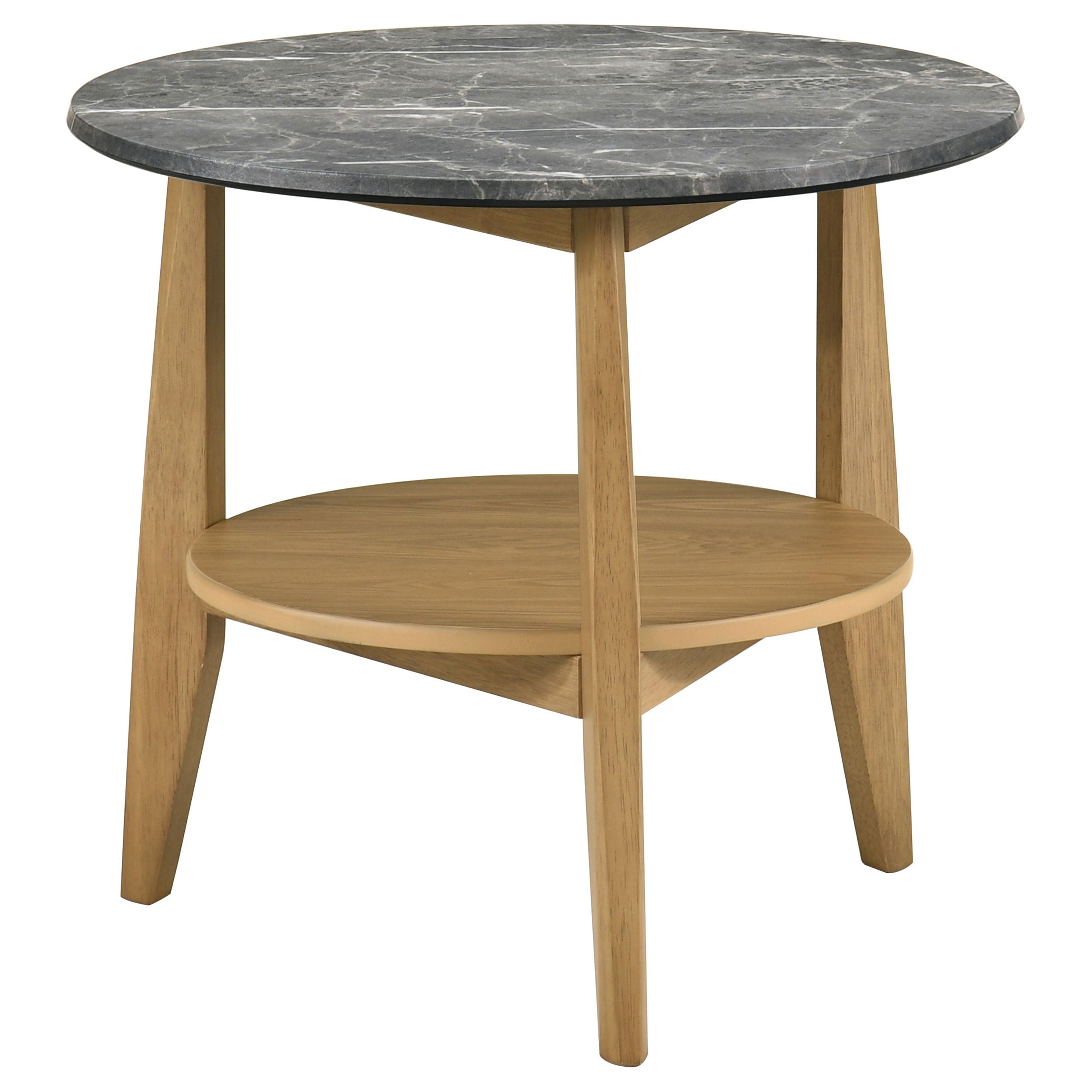 Bradley Round SmartTop End Side Table Grey and Natural-