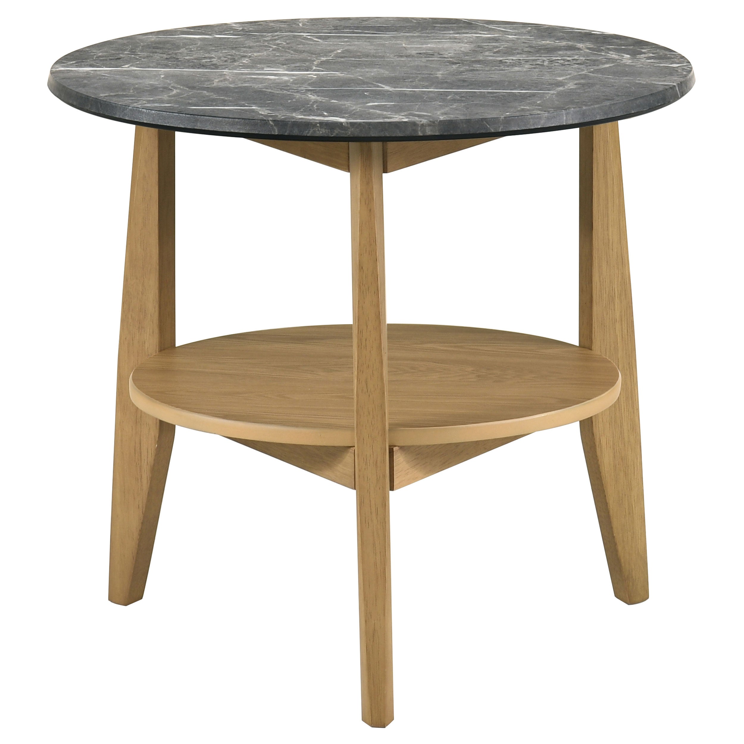 Bradley Round SmartTop End Side Table Grey and Natural-