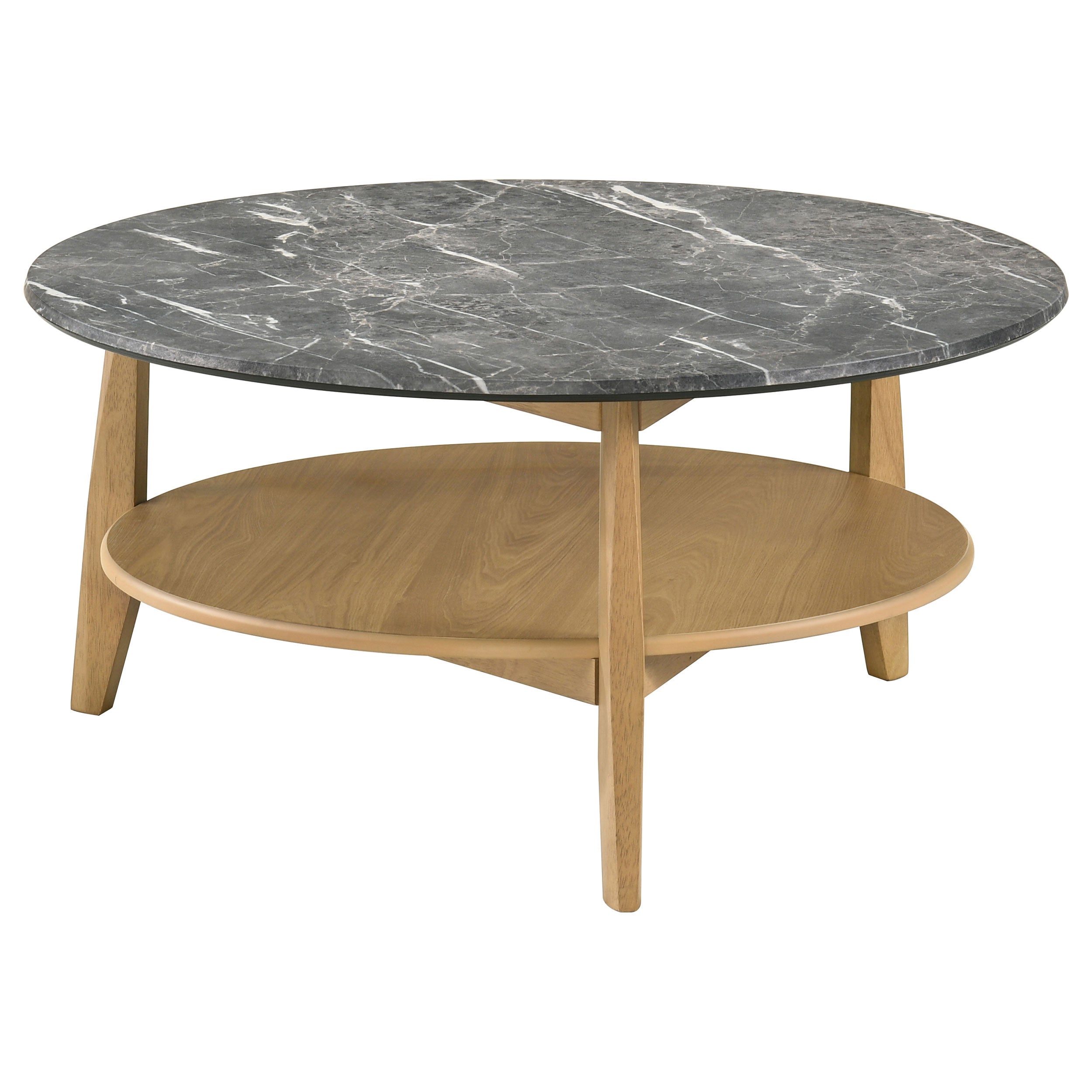 Bradley Round SmartTop Cocktail Coffee Table Grey and Natural-