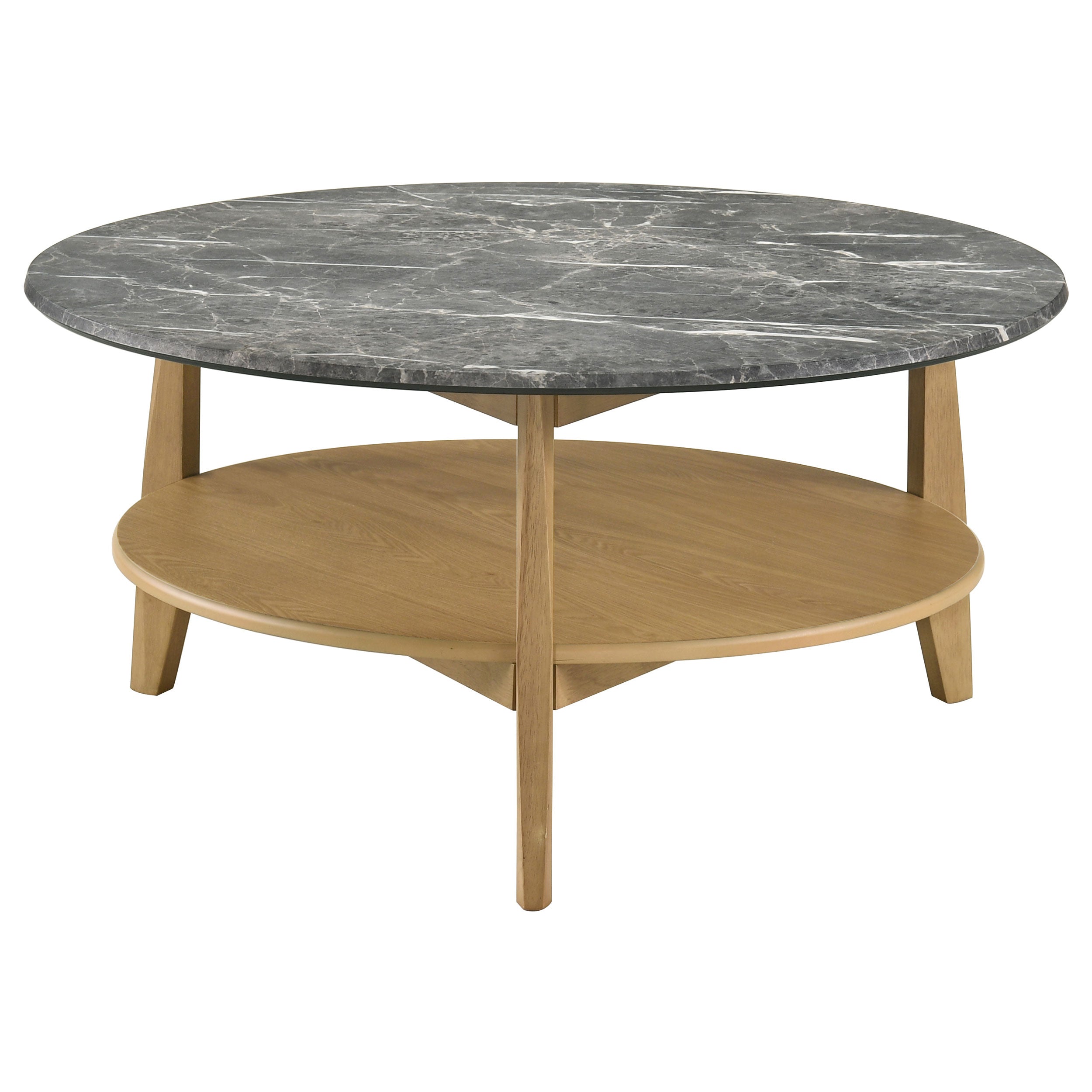 Bradley Round SmartTop Cocktail Coffee Table Grey and Natural-