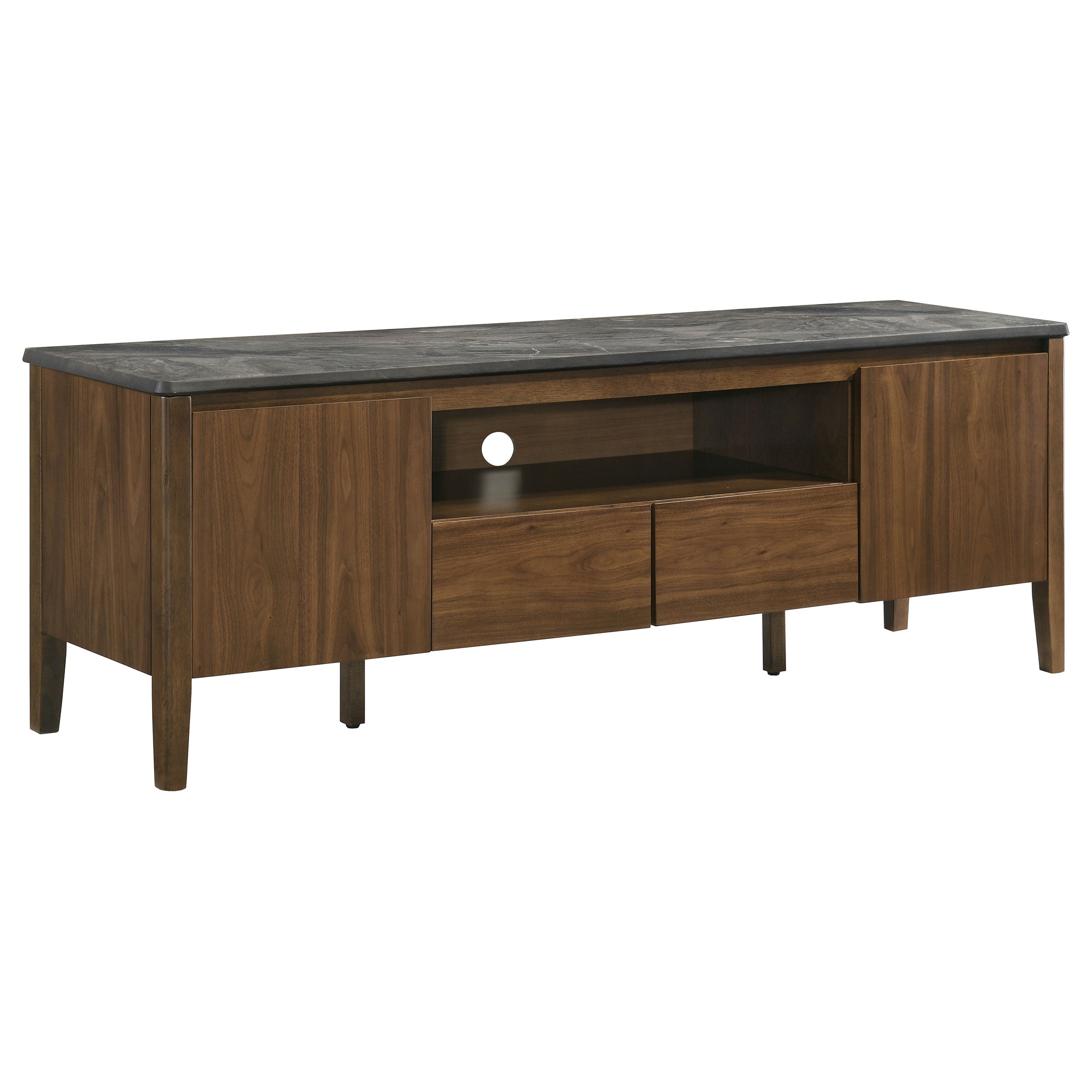 Bradley 63-inch 2-Door SmartTop TV Stand Smokey Grey and Brown-