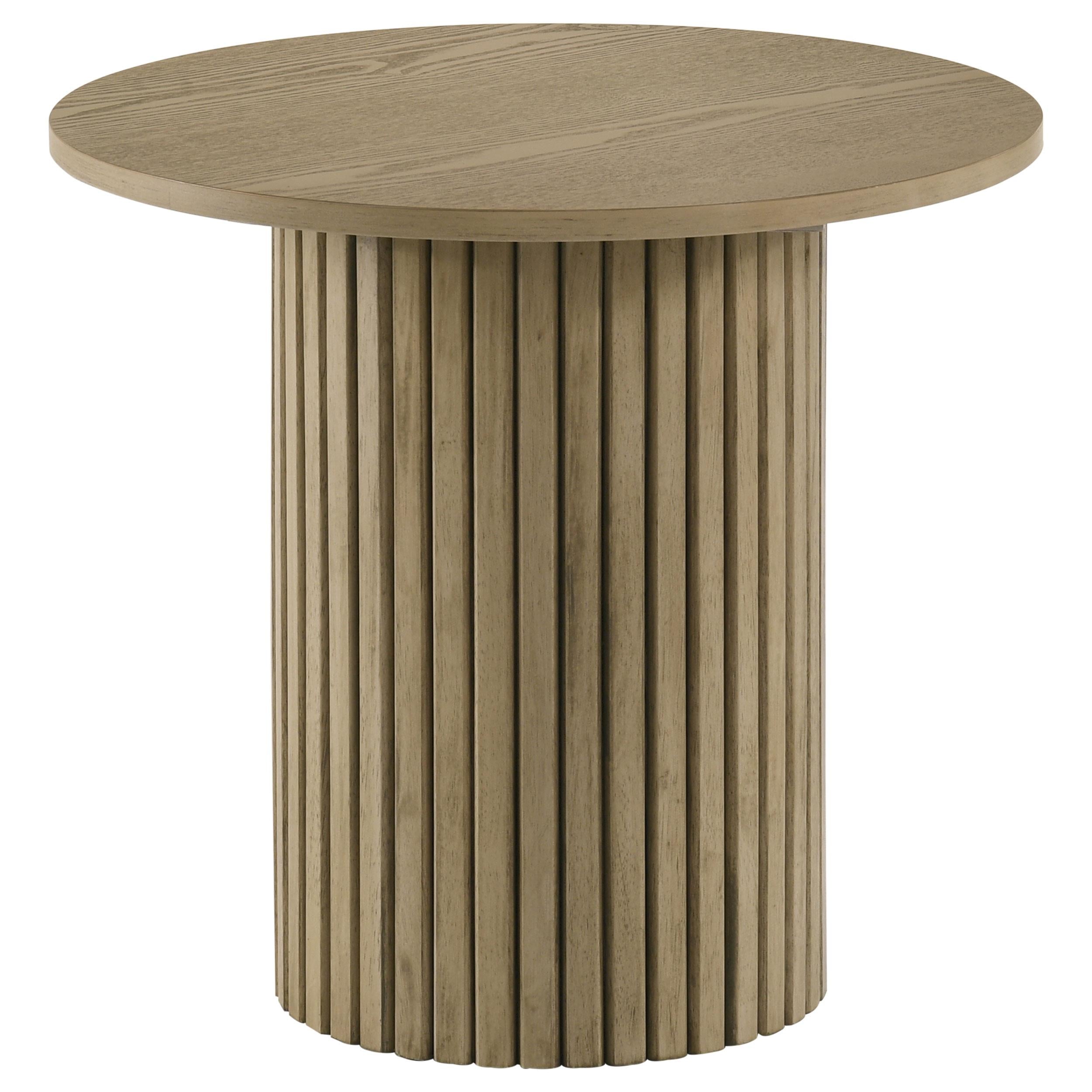 Hamlyn Round Fluted Occasional Side End Table Natural Oak-